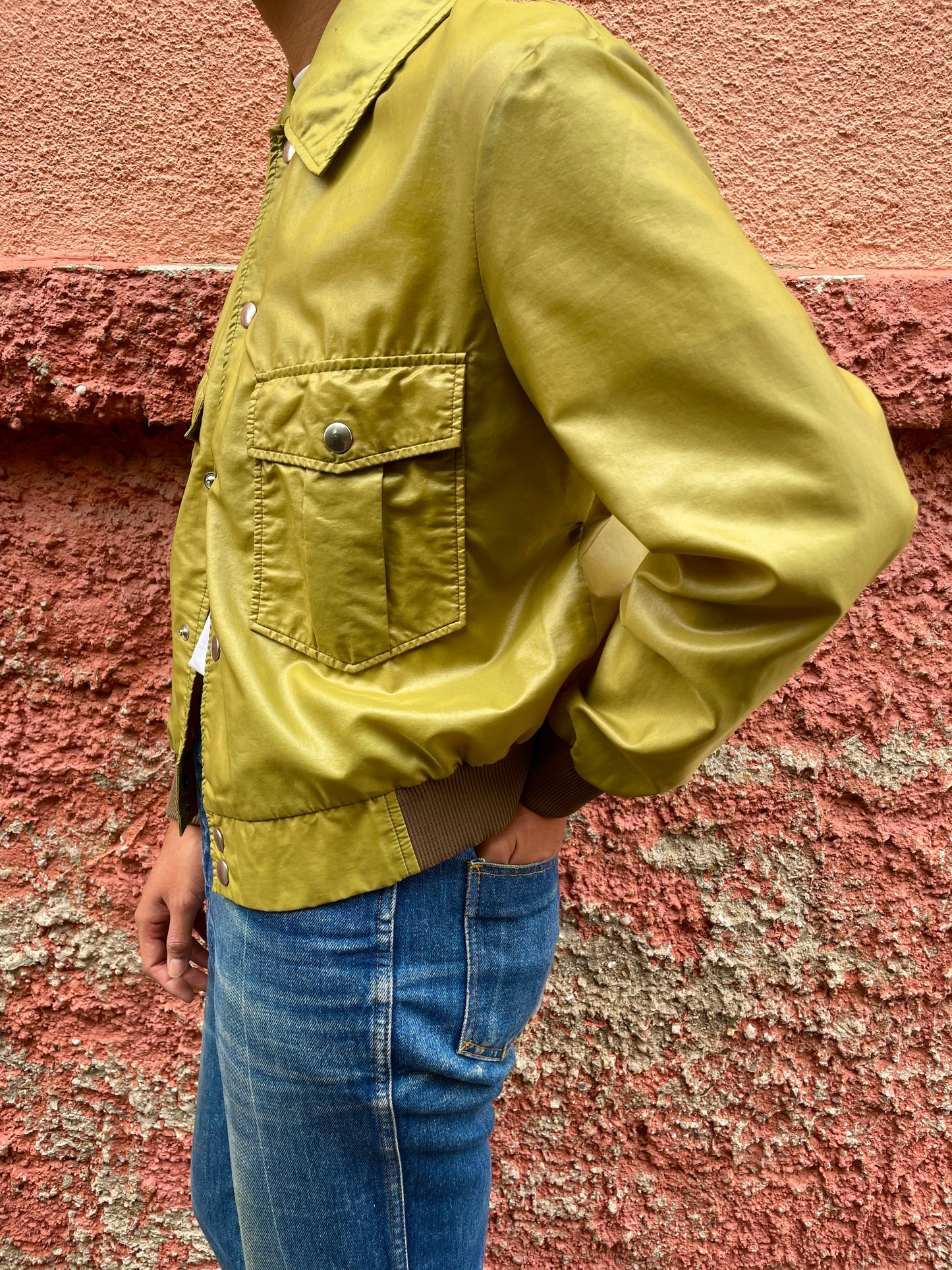 70s Edamame green nylon top