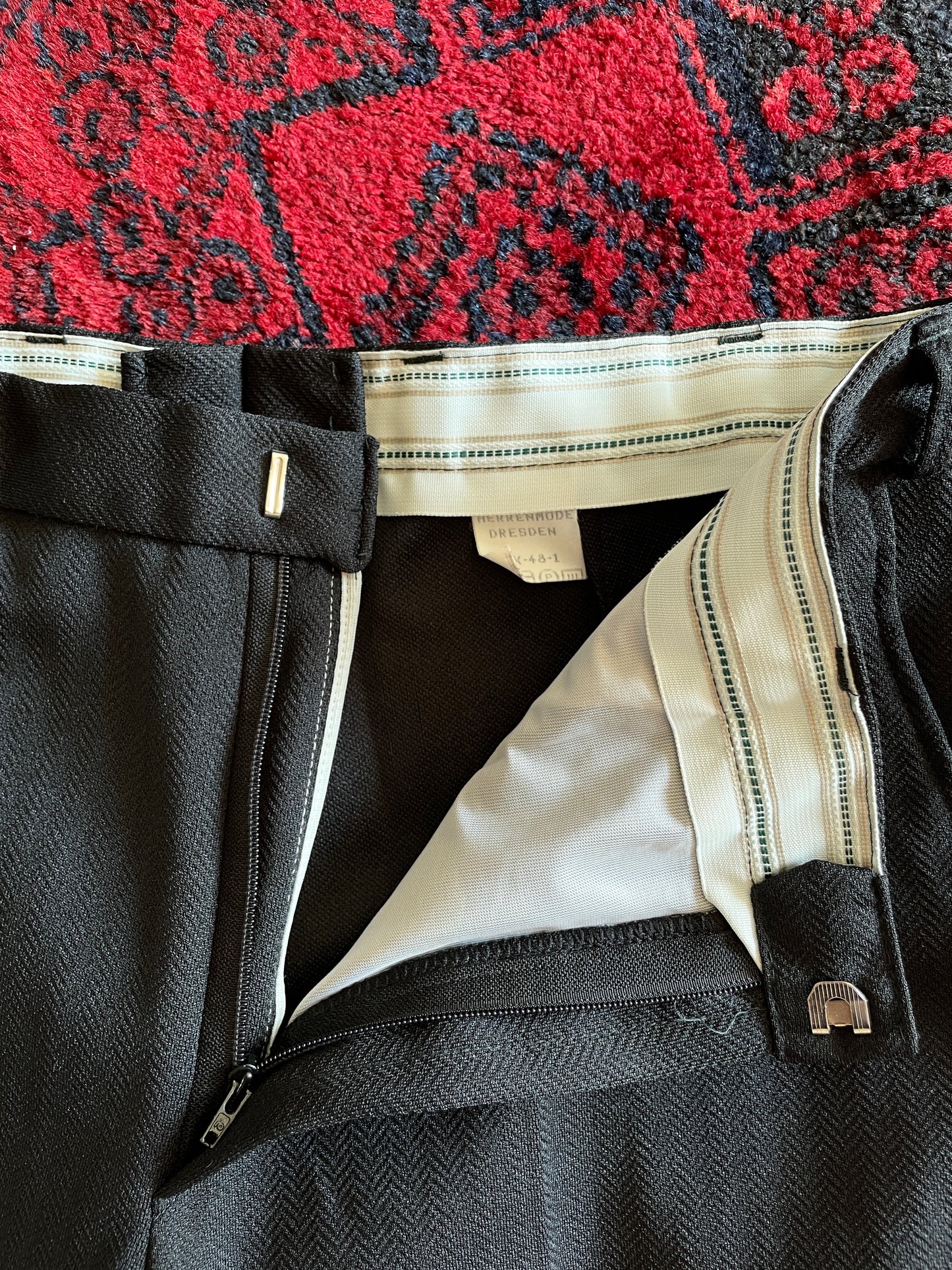 70s black poly trouser