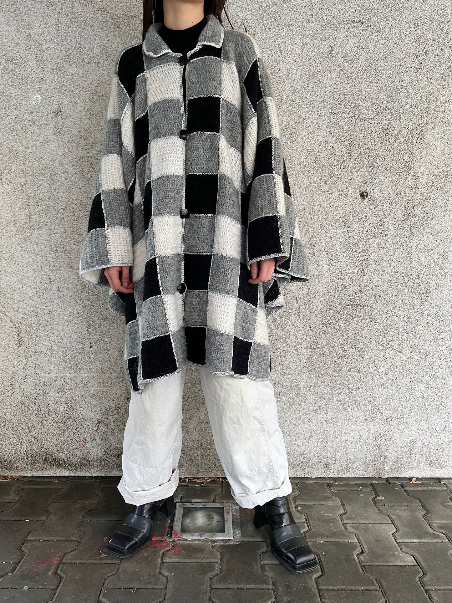 hand knitted wool poncho