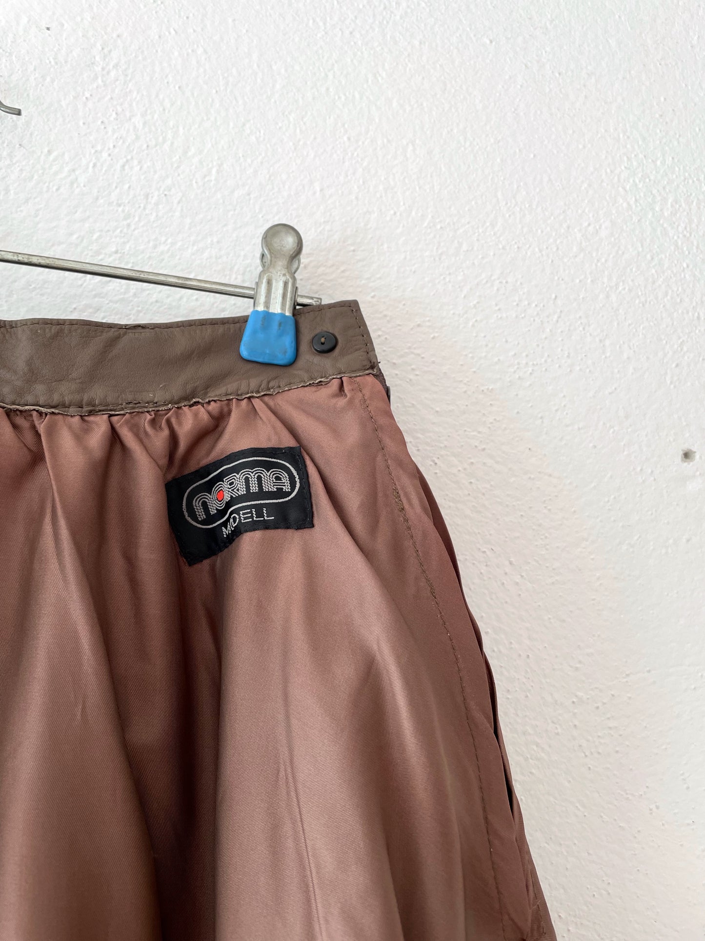 leather circular skirt - moca brown