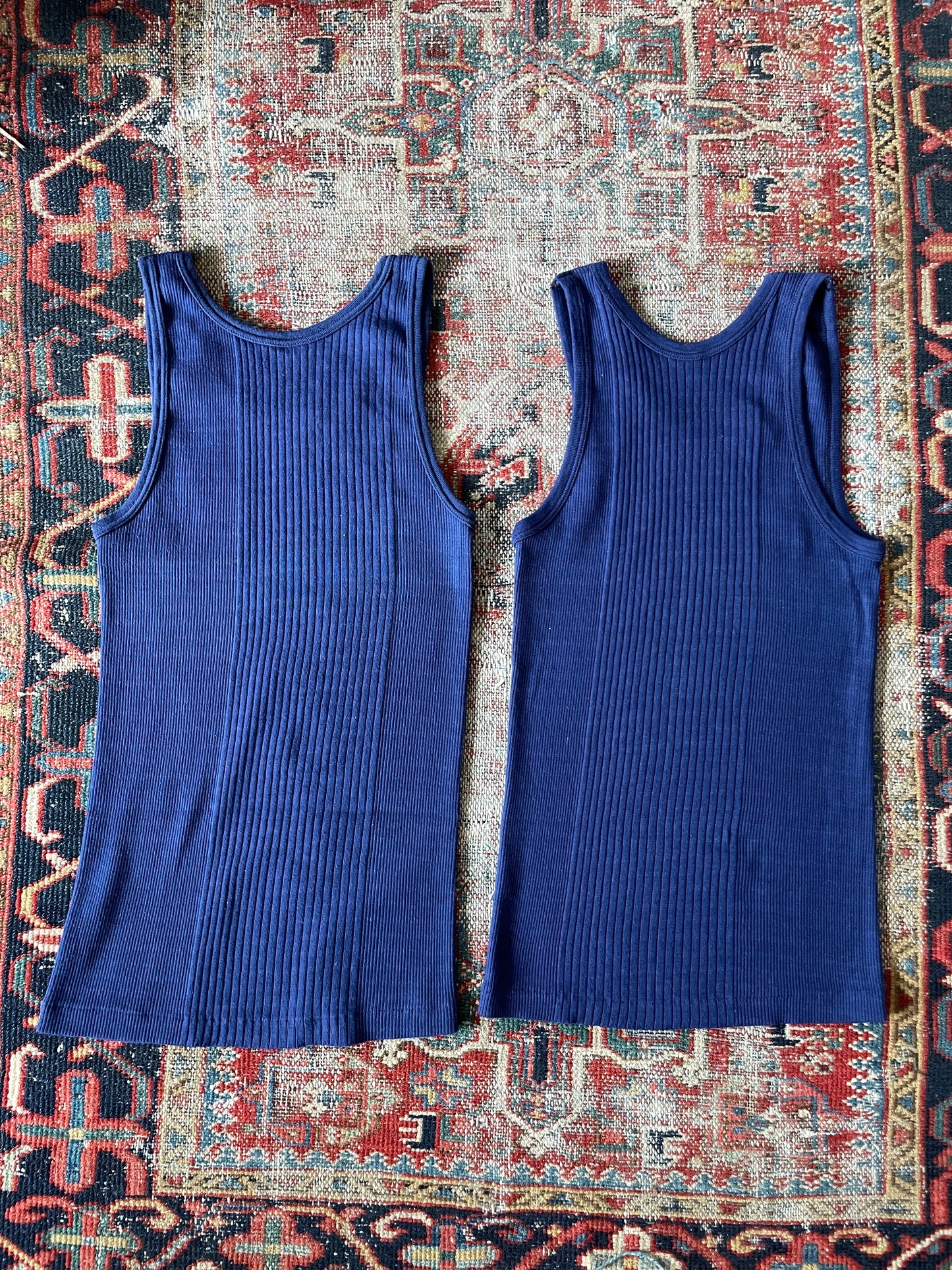 French cotton rib tank top ×2 dead stock