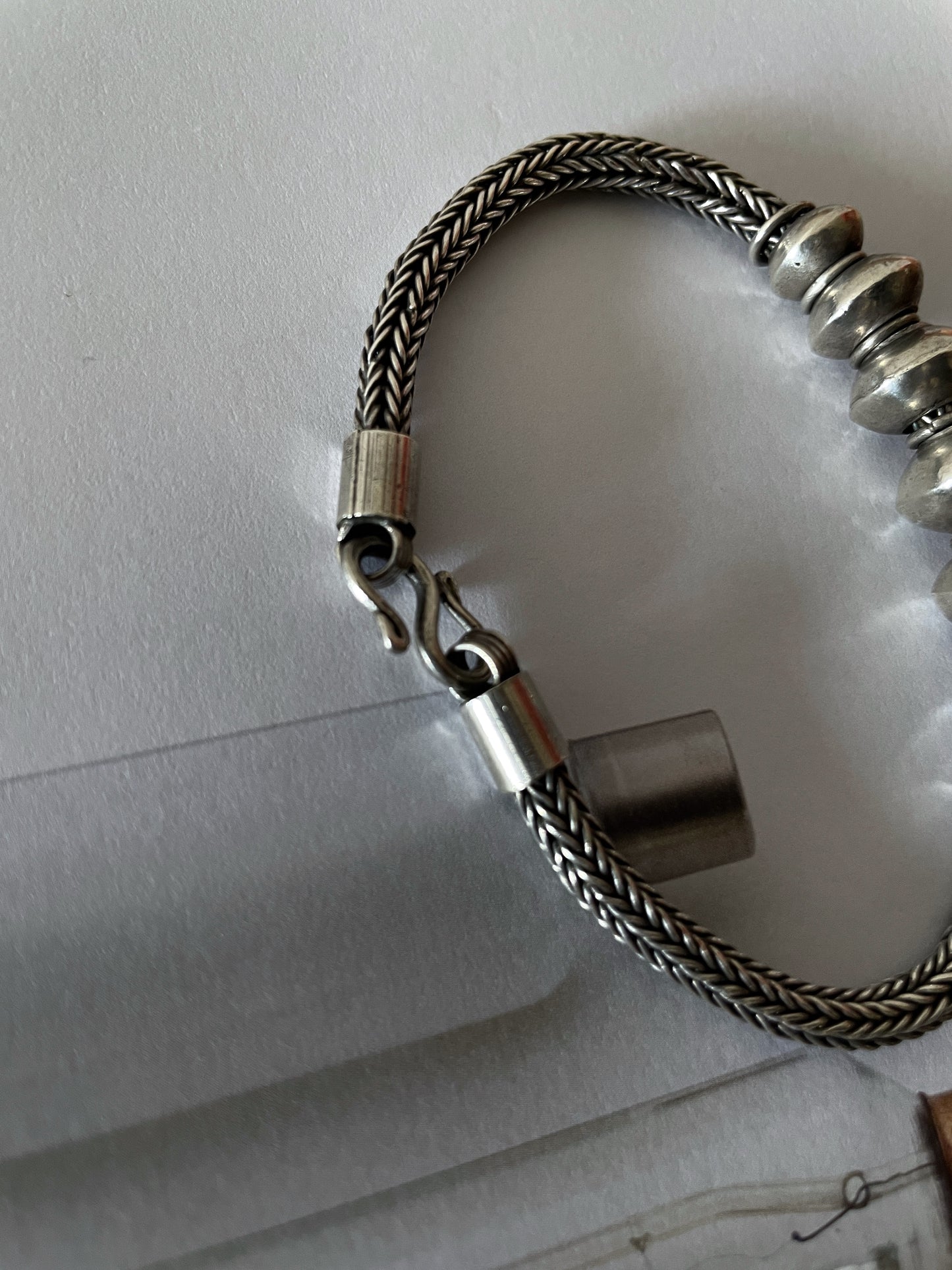 Fish bone twist silver bracelet