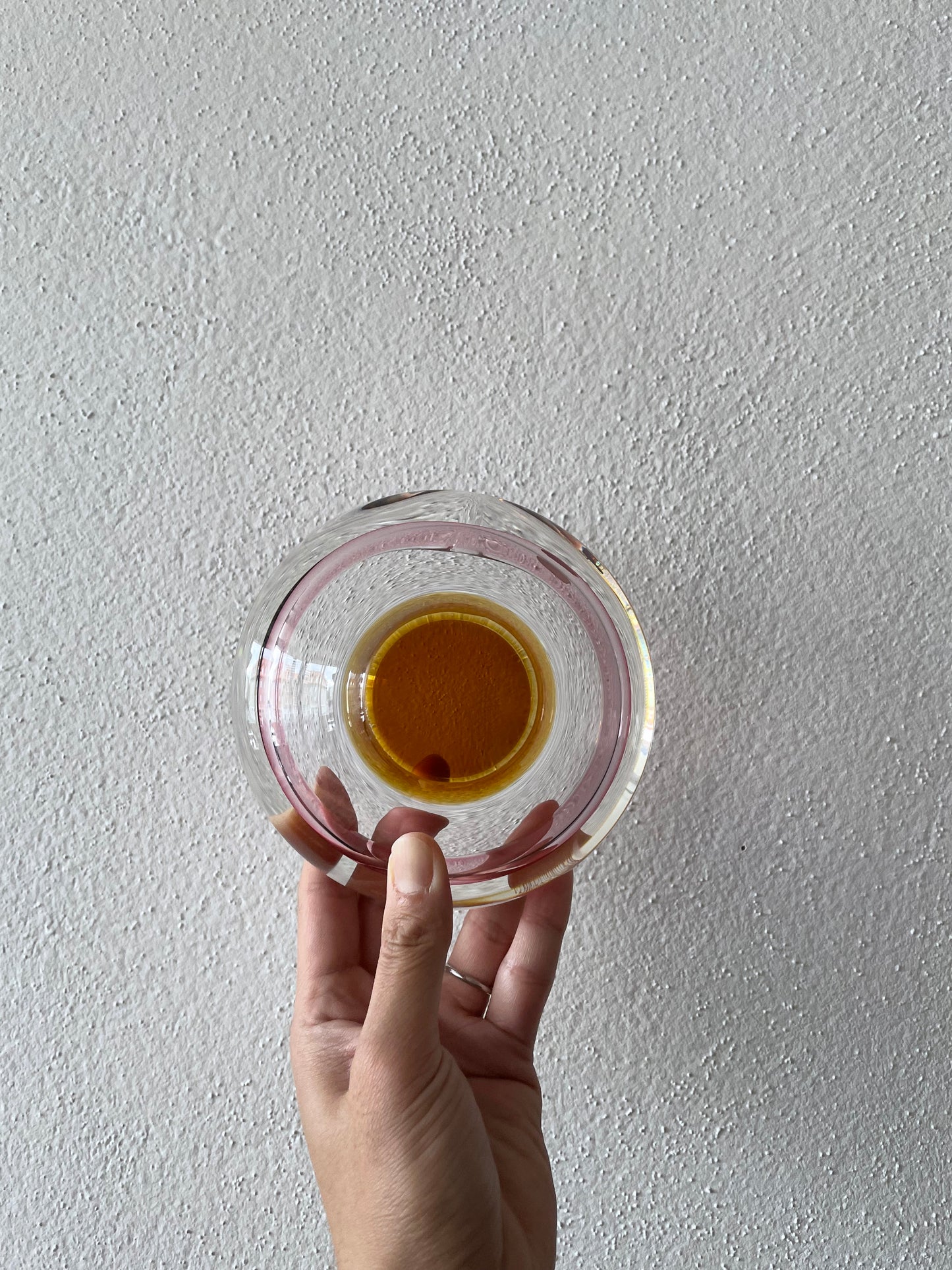 Bohemia glass ash tray or bowl- pink brown