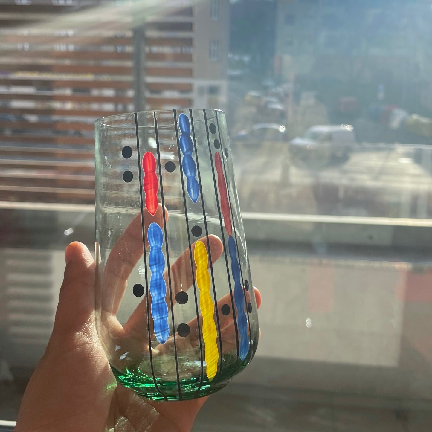 ヴィンテージ チェコガラス チェコグラス コップ vintage Czech Czechoslovakia bohemia glass 50s 50's hand painted