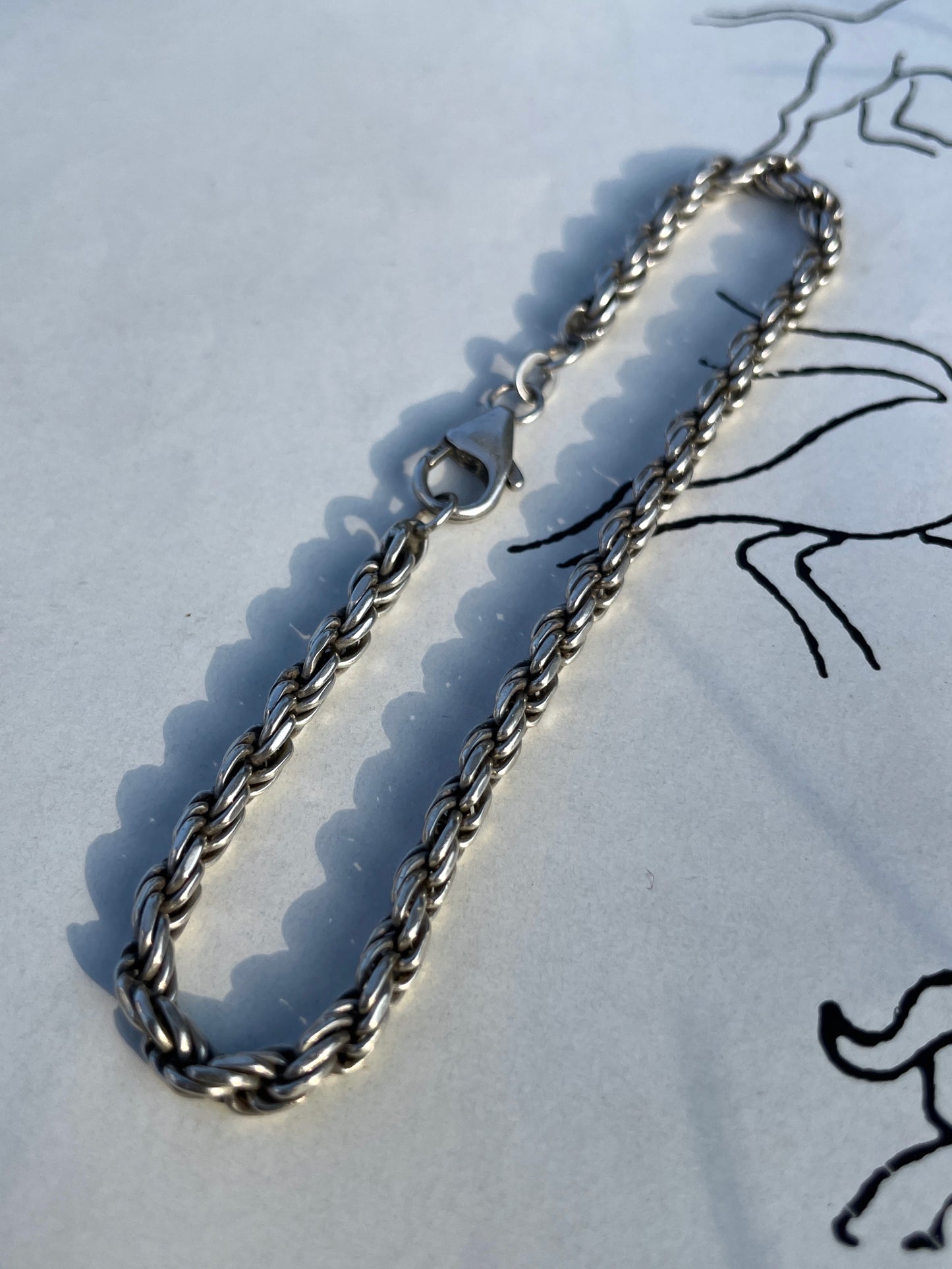Silver 925 twist rope chain bracelet