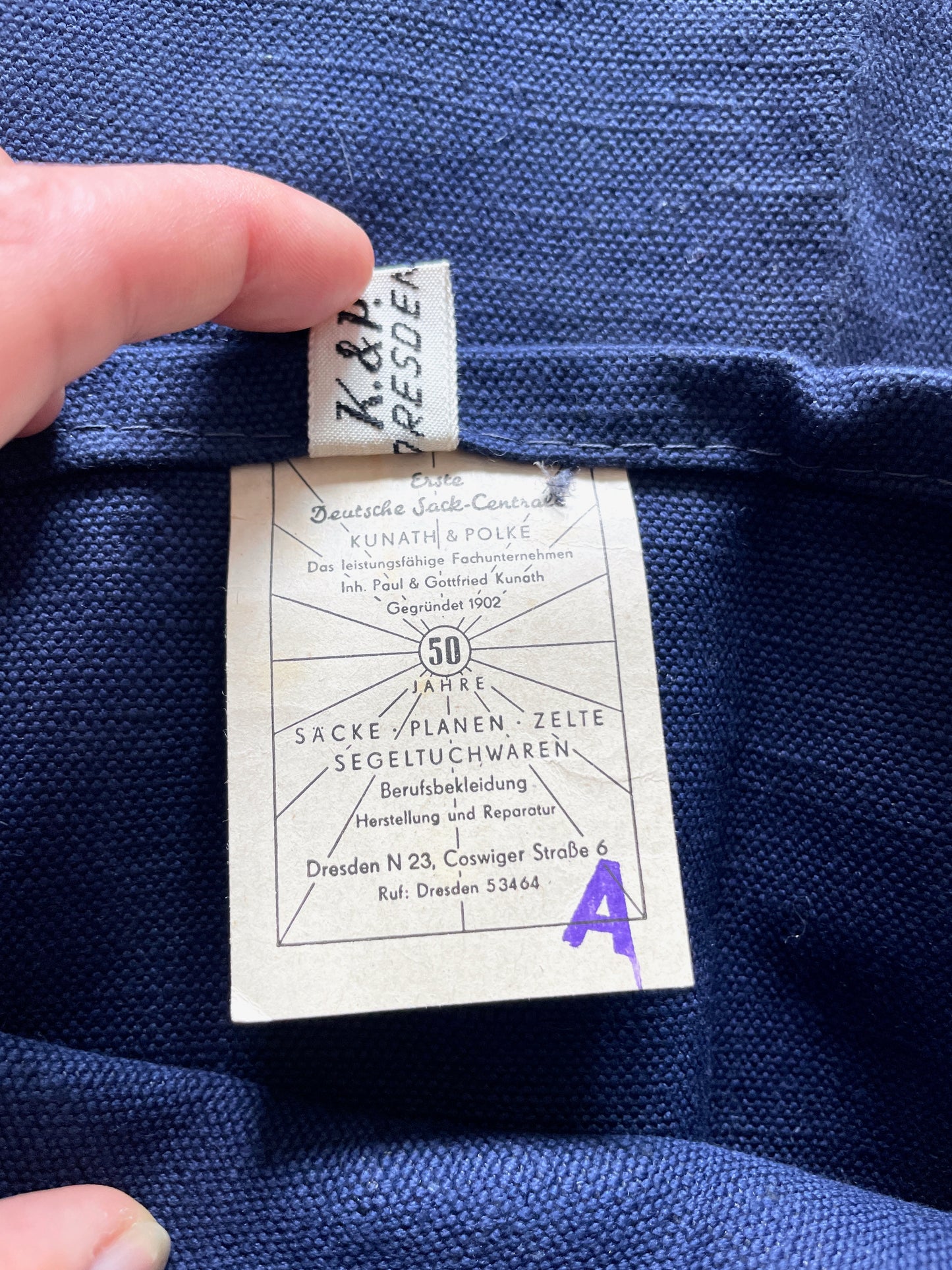 vintage indigo apron , dead stock