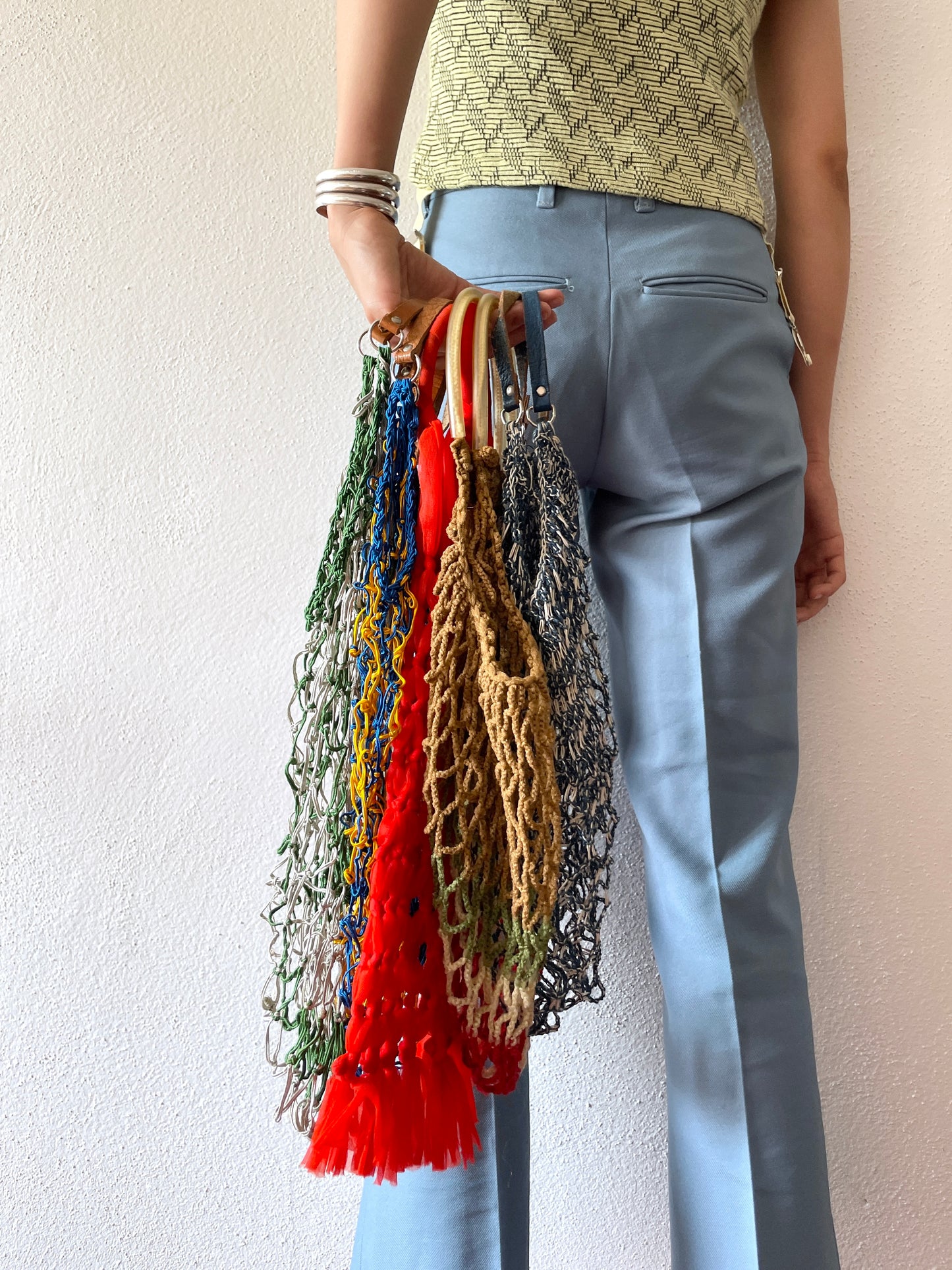 mesh bag - green n silver