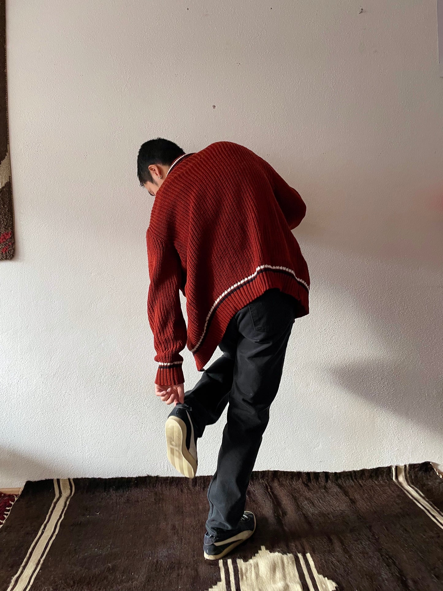70's Acryl knitted zipup jacket