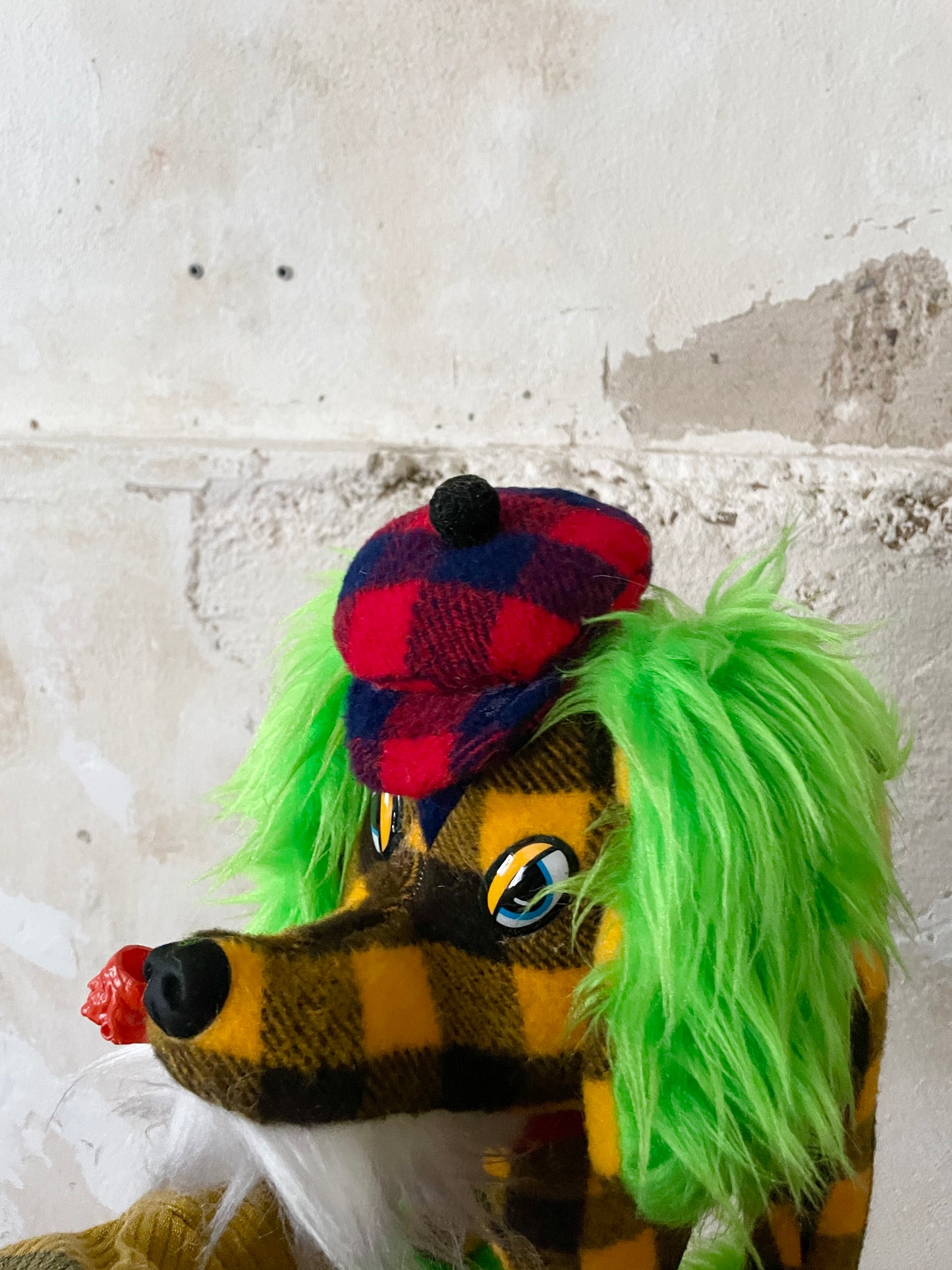 Vintage shaggy smoking dog