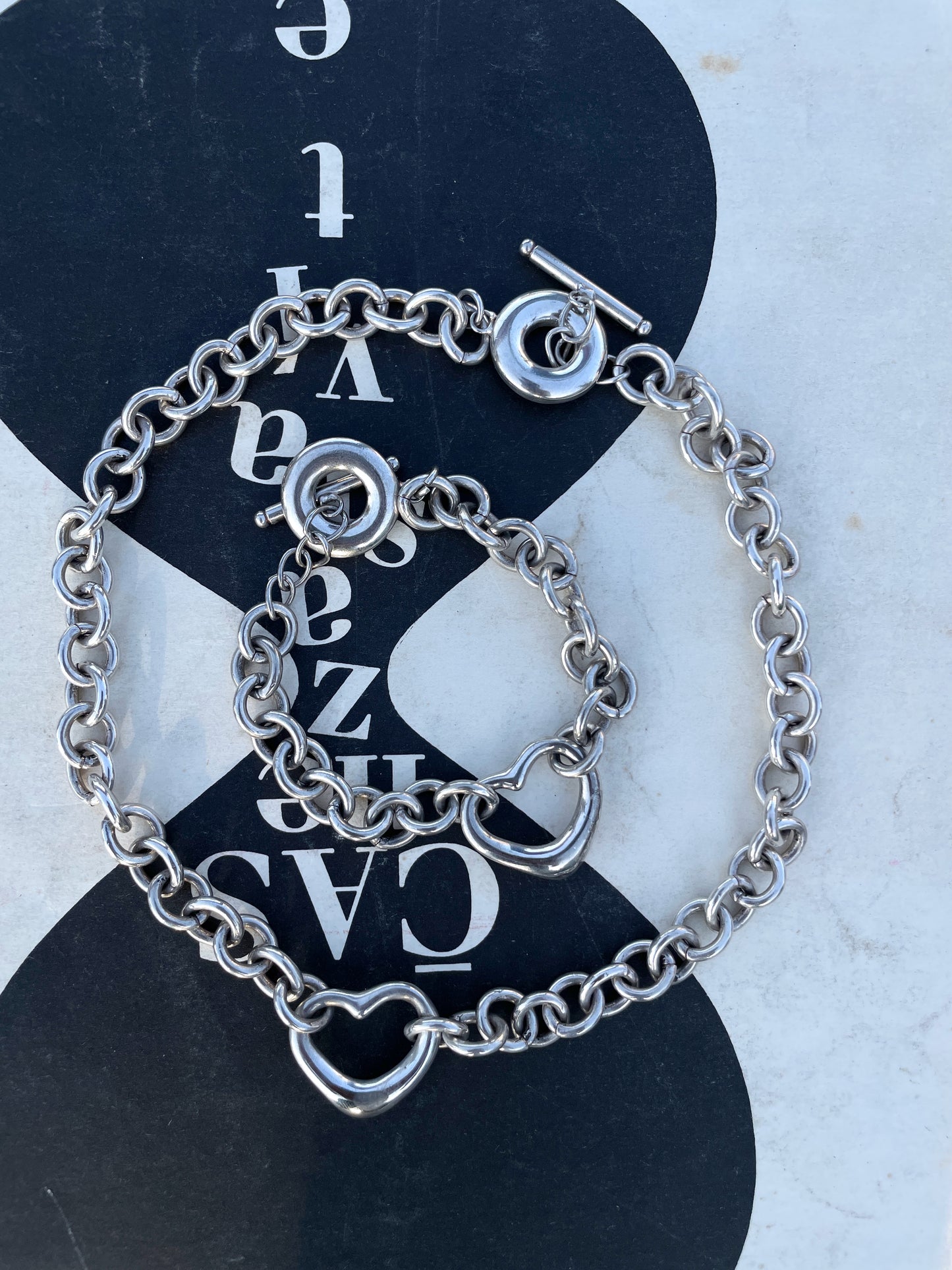 open heart chain bracelet , silver 925