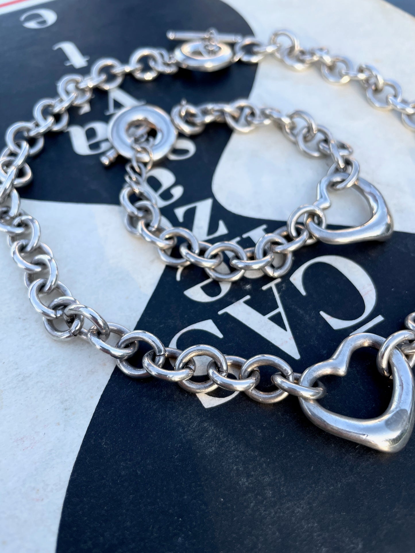 open heart chain necklace, silver 925