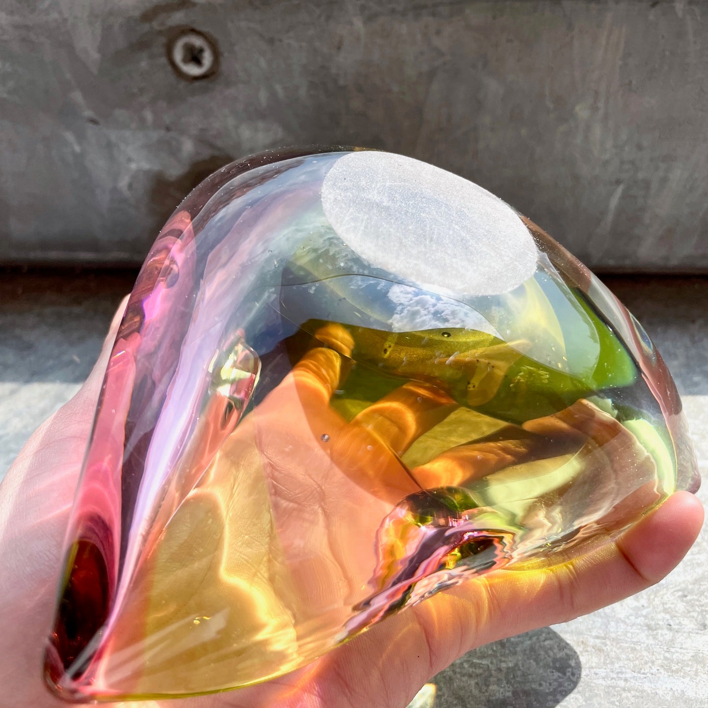 Bohemia glass ash tray, bowl - black base fluorescent