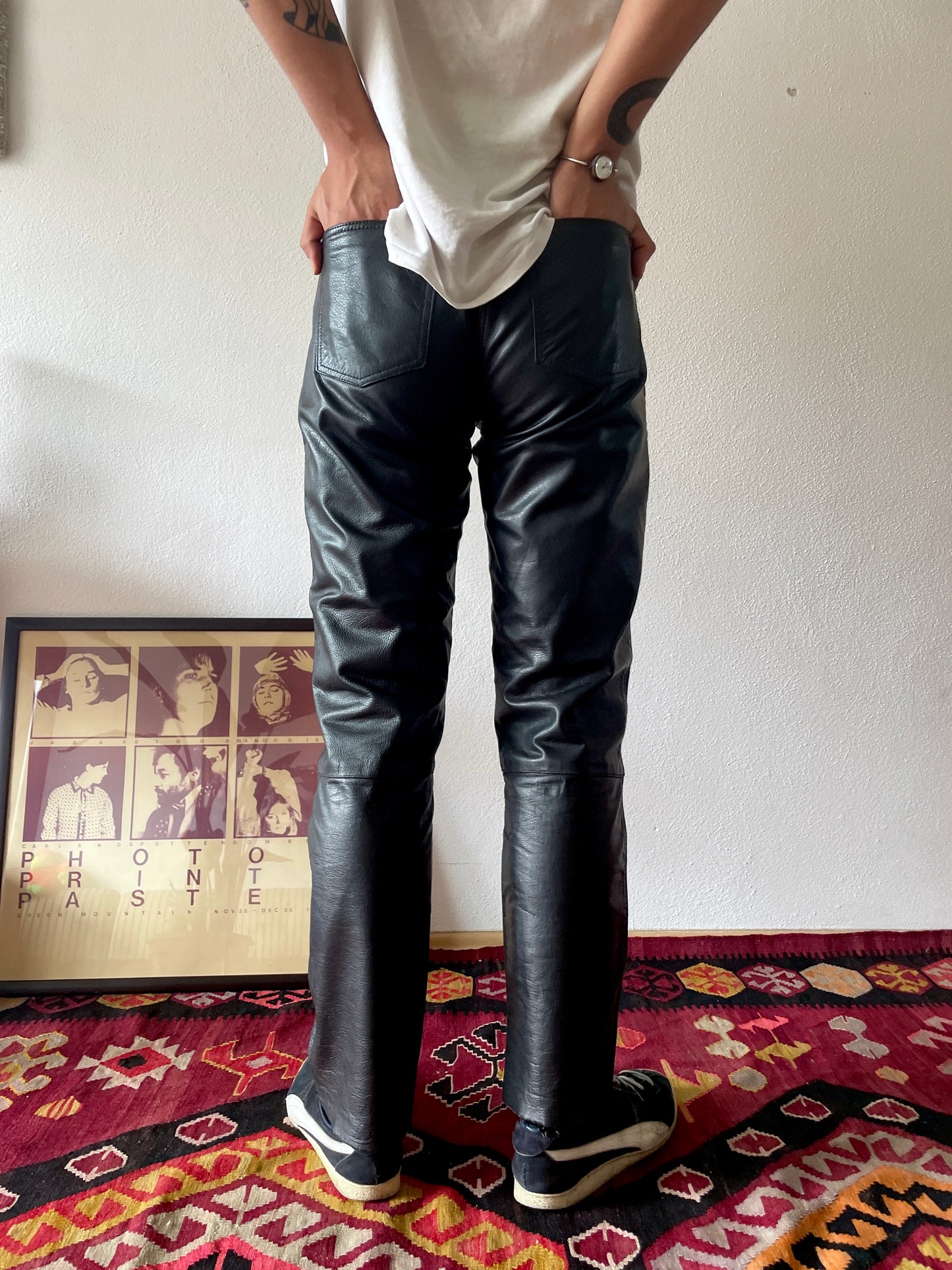 90s germany leather 5pkt trouser