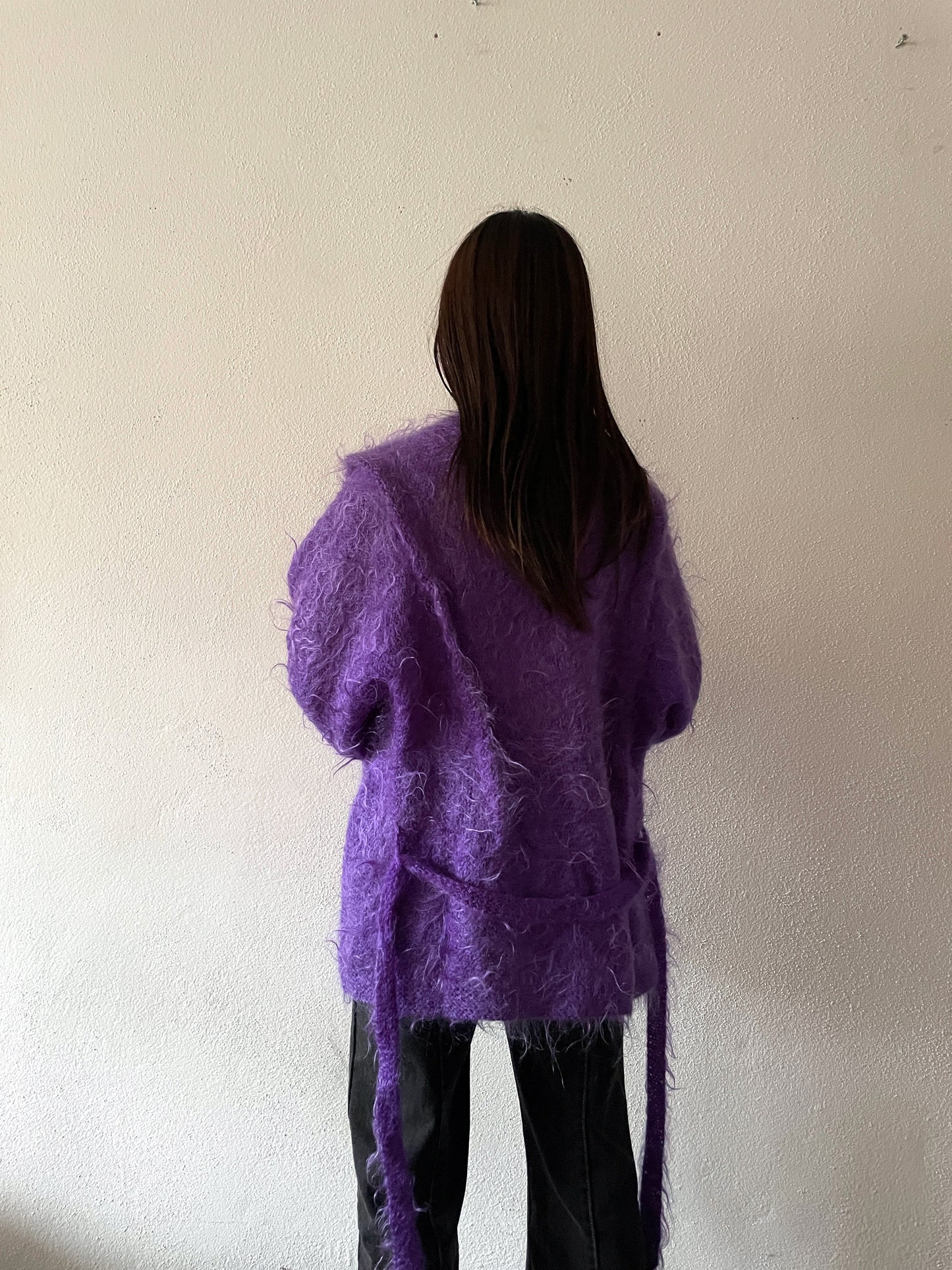 mohair mixed long hair purple