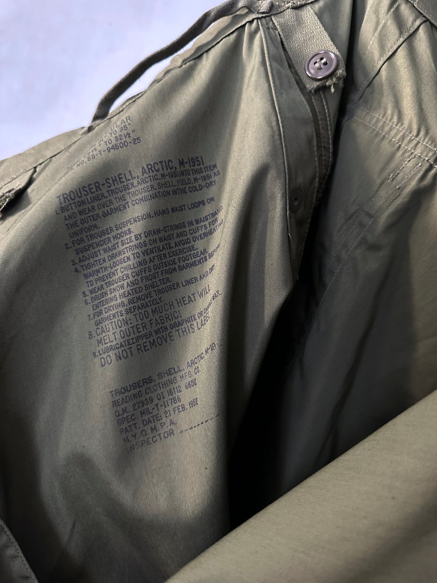dead stock 1950's us army m1951 arctic trouser