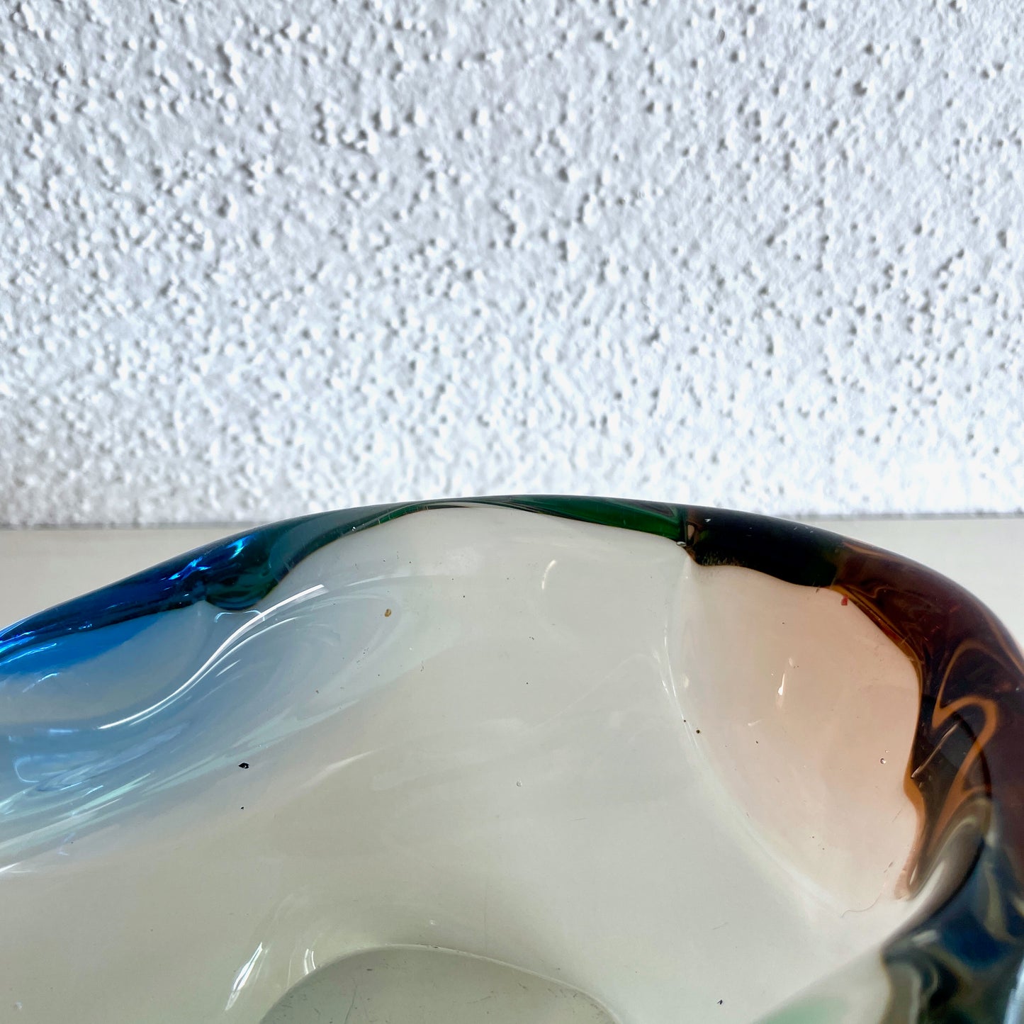 70's Český glass ash tray - multi color