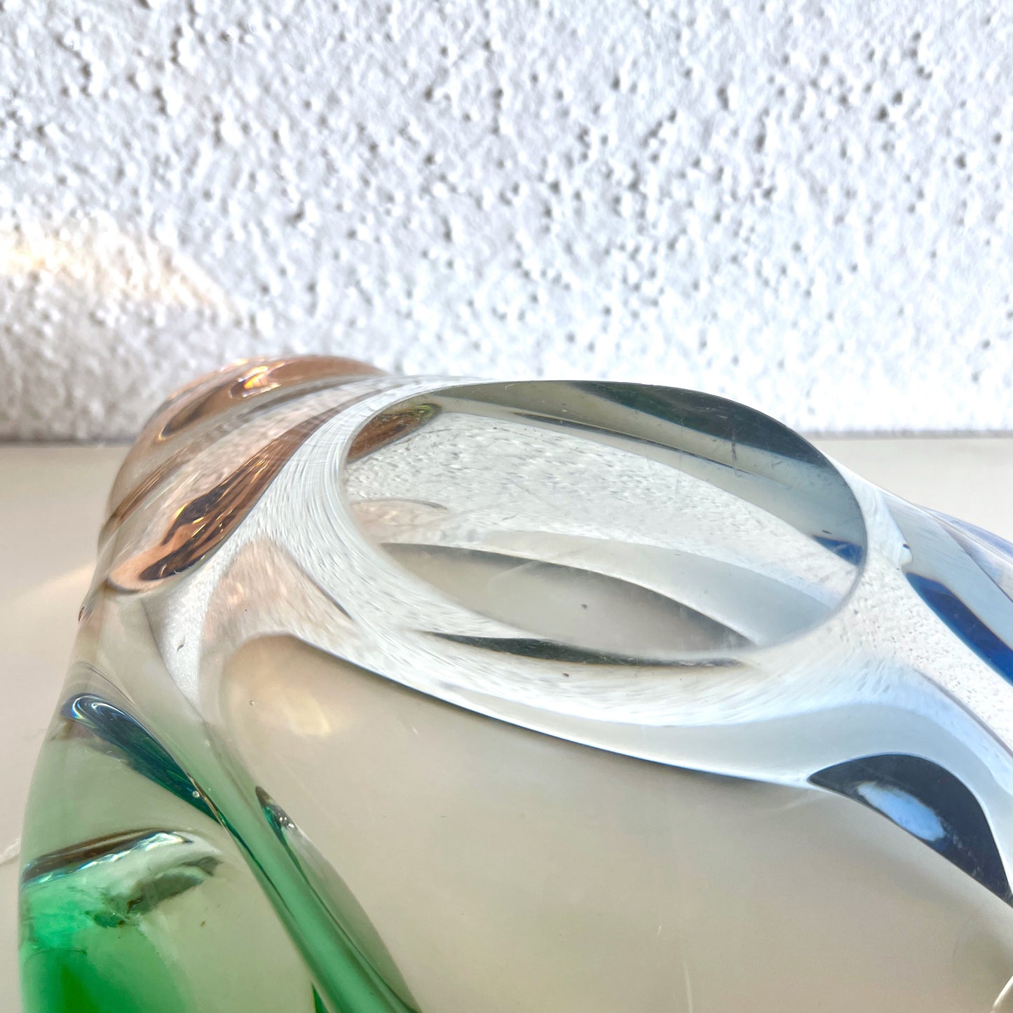 70's Český glass ash tray - multi color