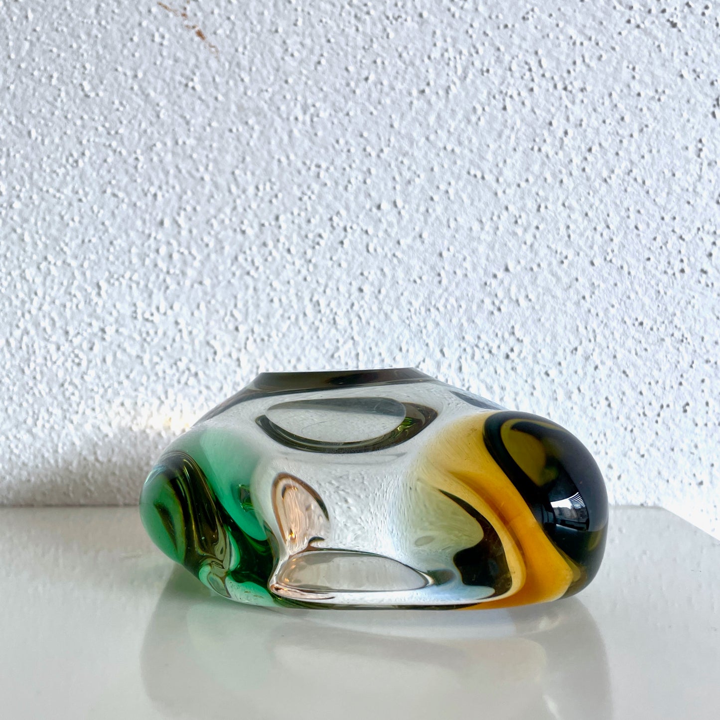 70's Český glass ash tray - multi color