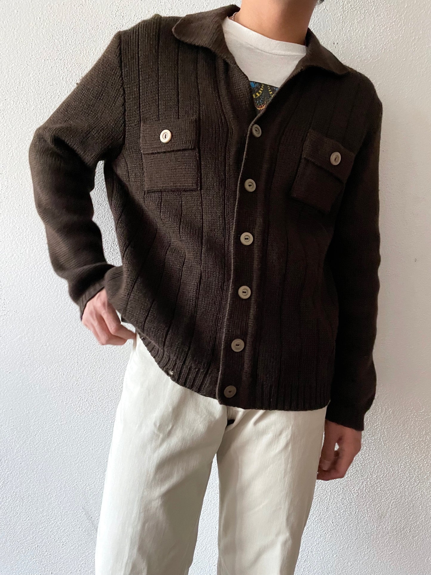 70's -80's wool knitted button up jumper germany