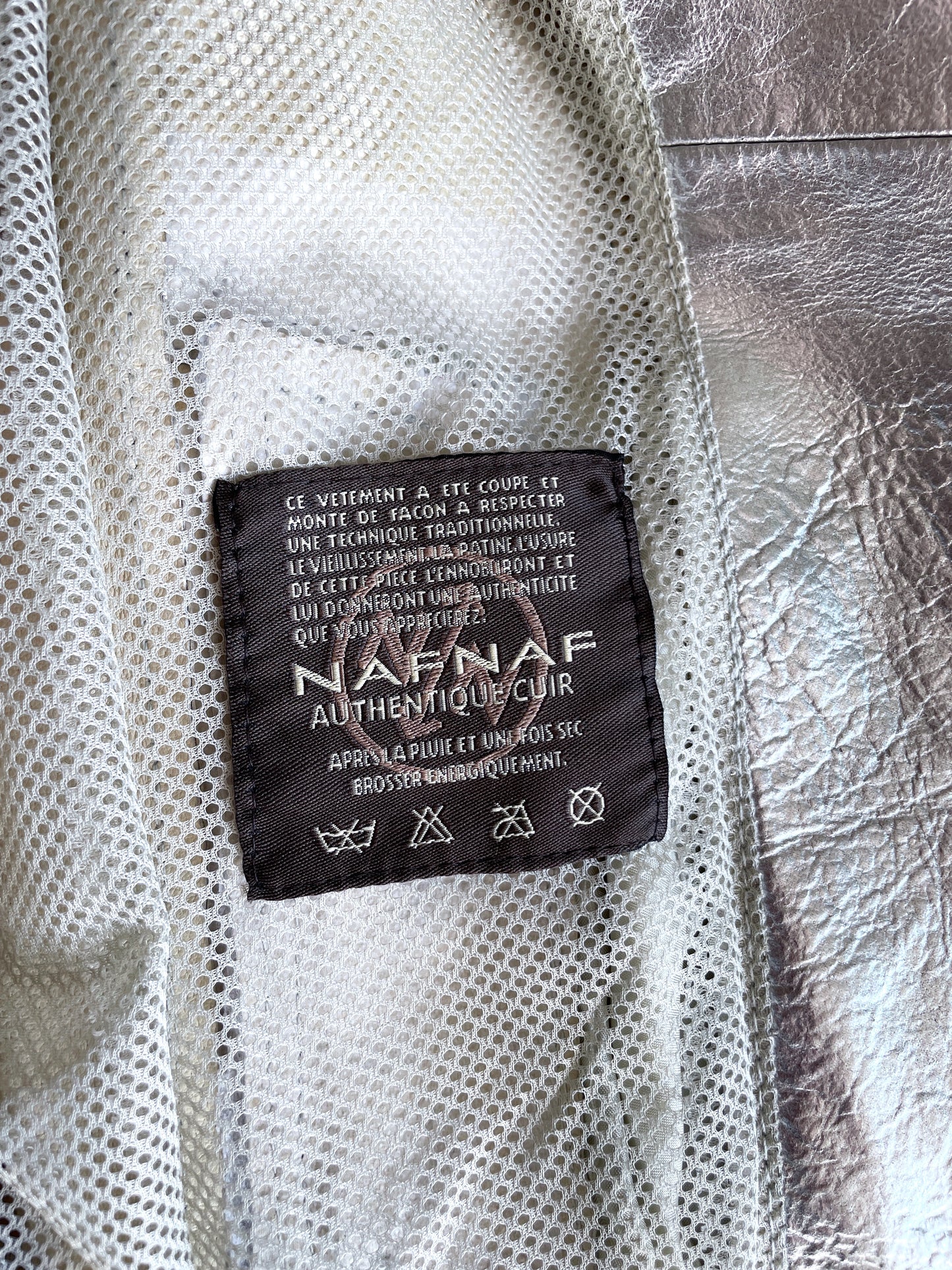 NAF NAF silver leather biker jkt
