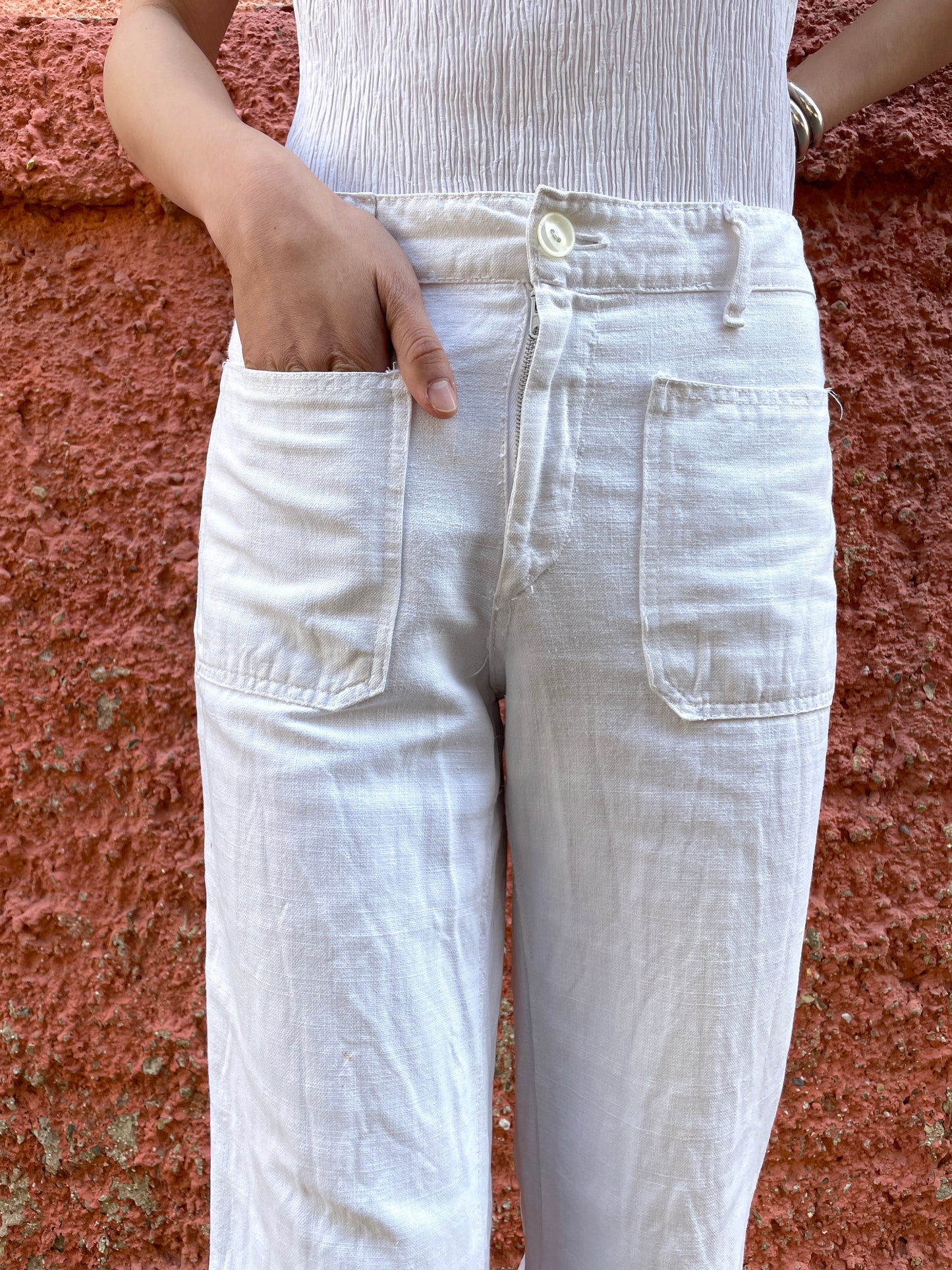 70's flare white pants