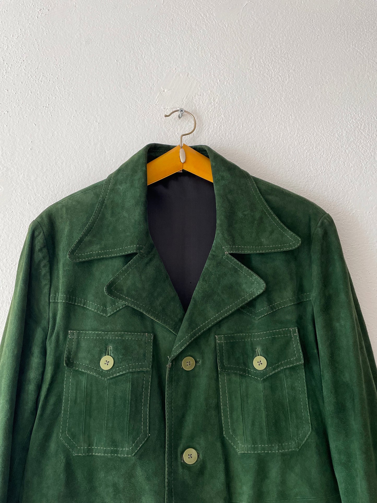 70's beautiful green leather suede.