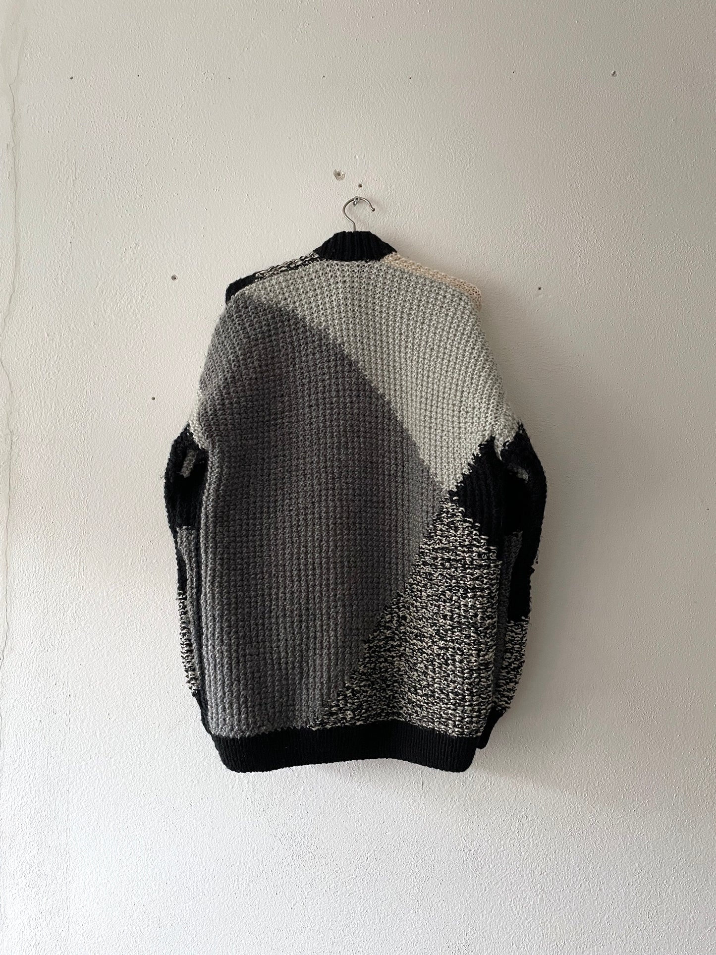 80's hand knitted wool blouson with great pattern