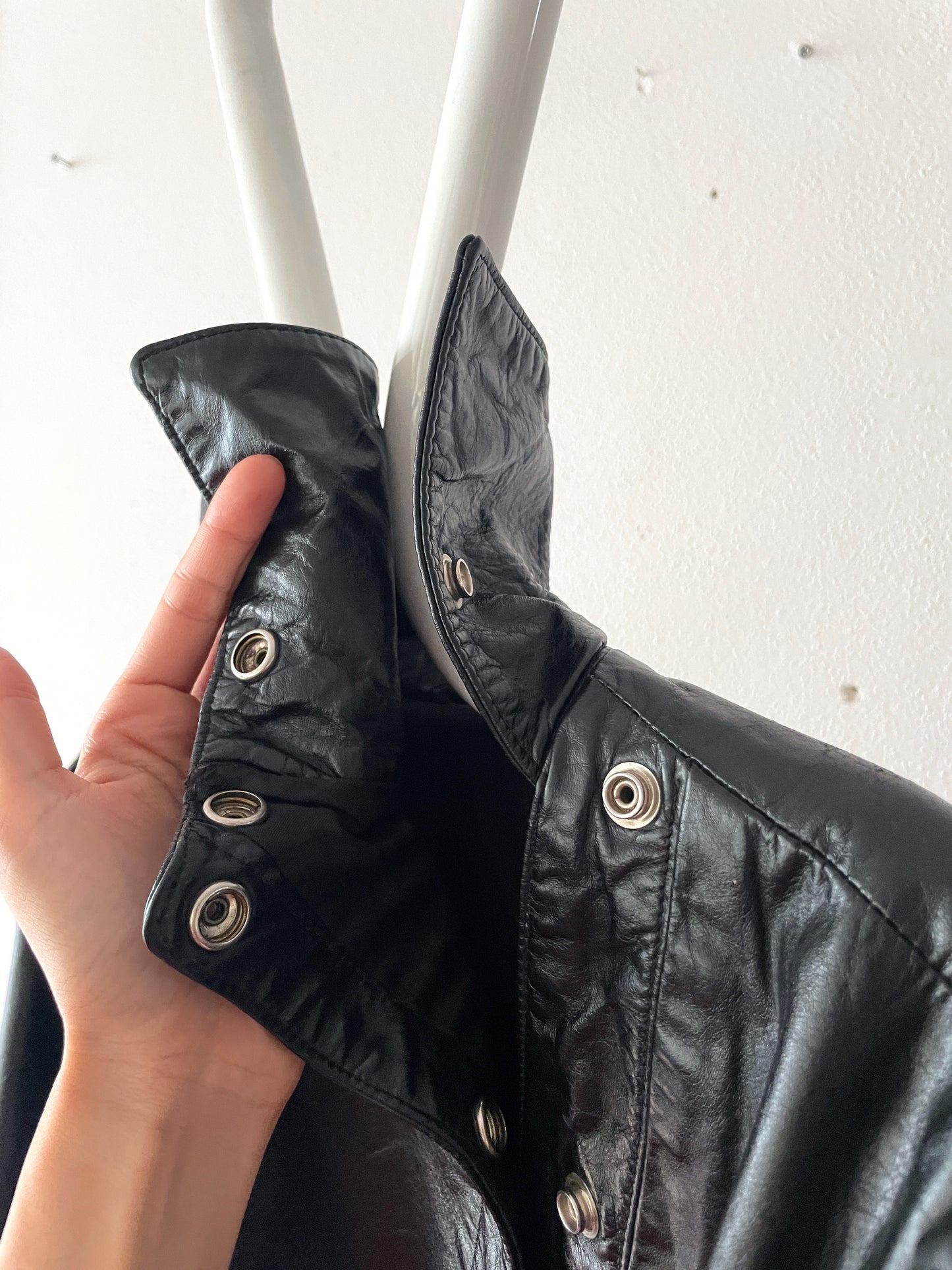 black leather jacket