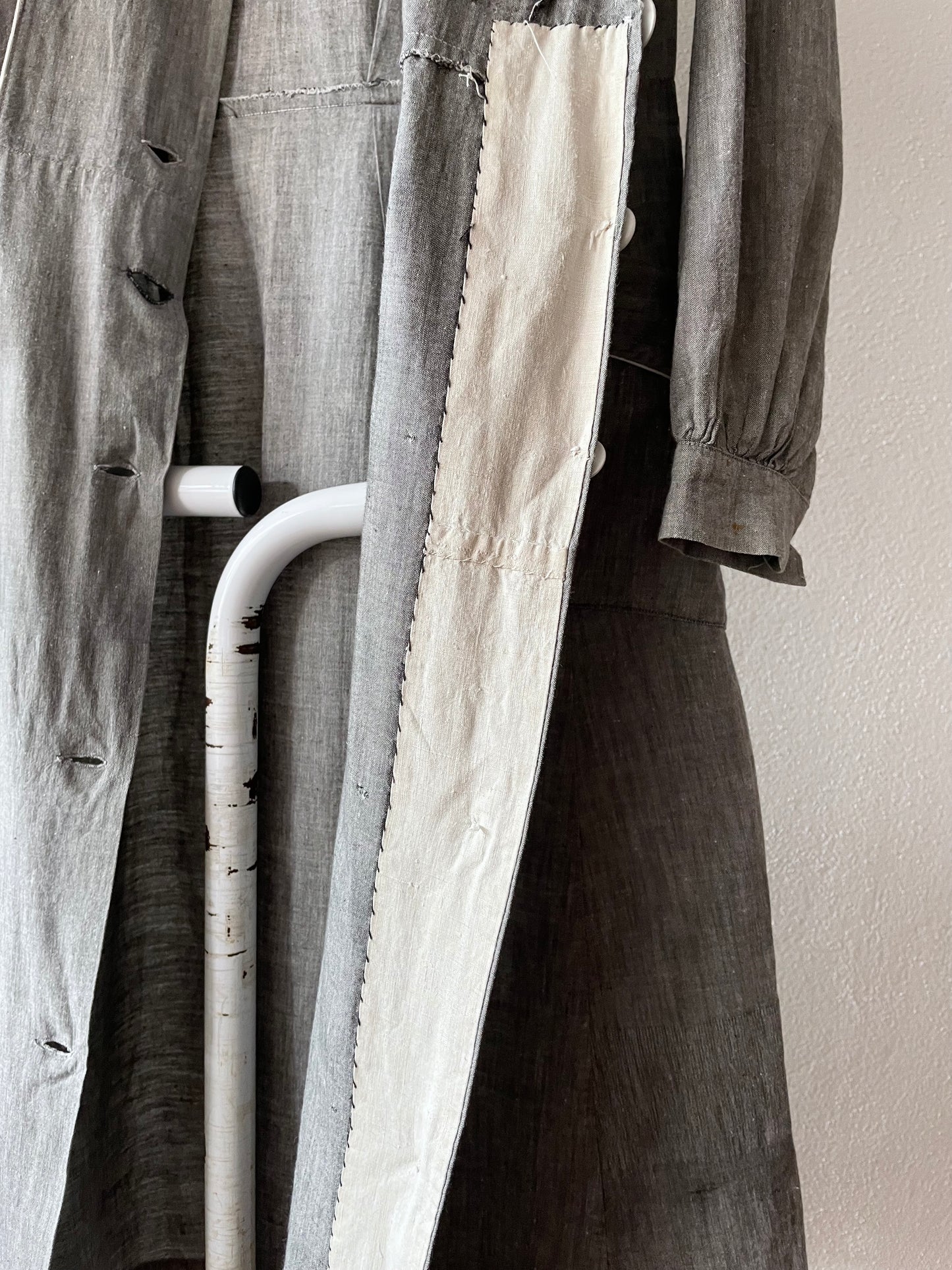 50-60's France cotton chambray dress/coat