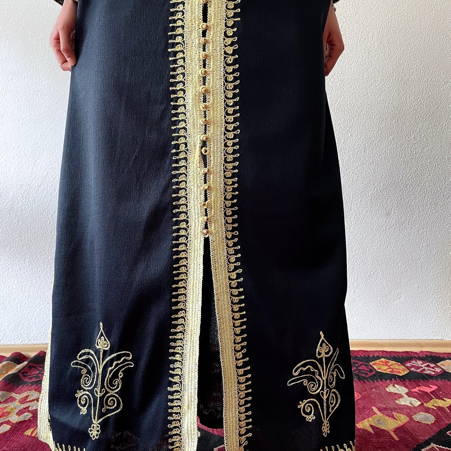 black and gold kaftan dress
