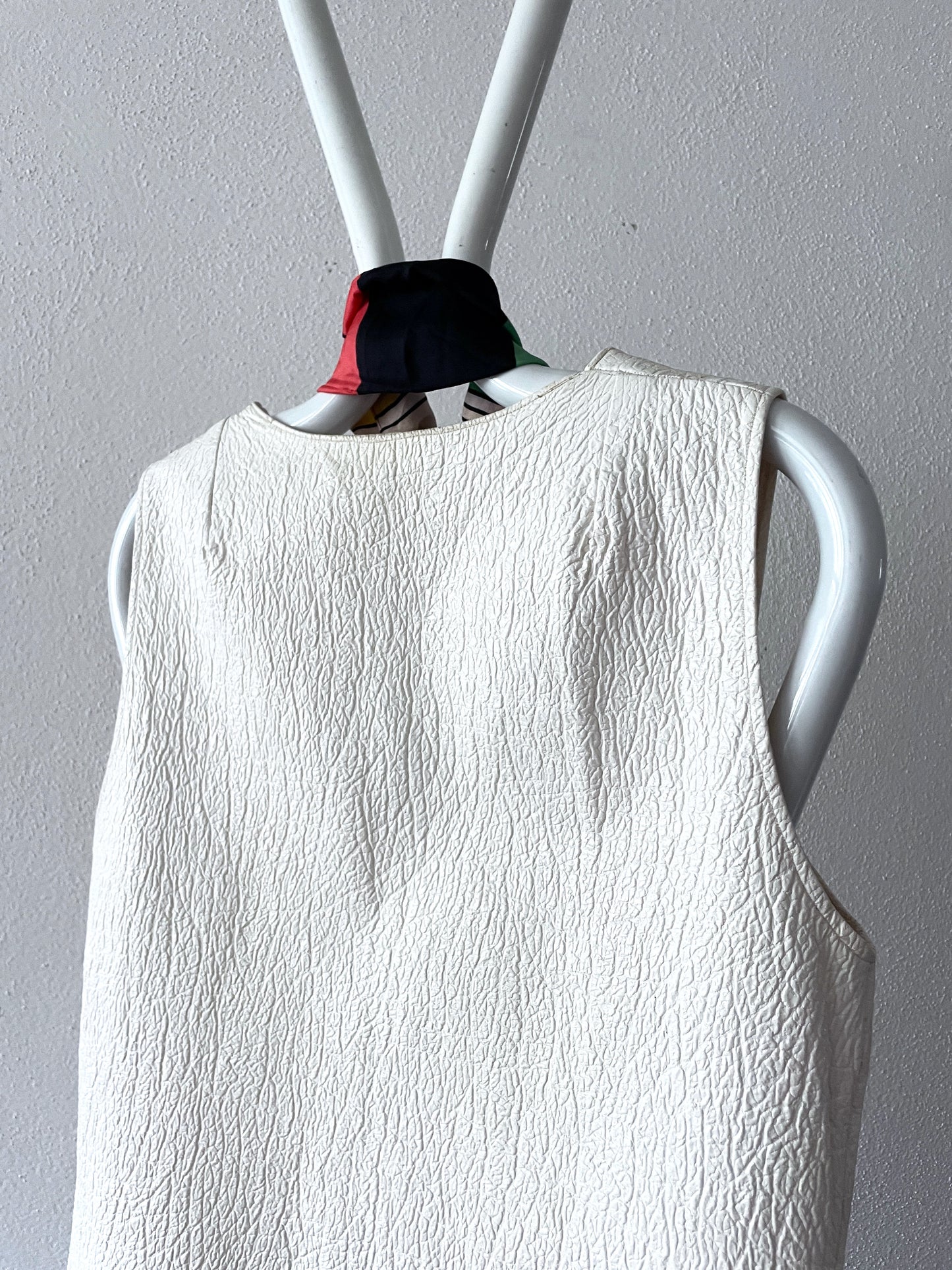 70's white leather vest