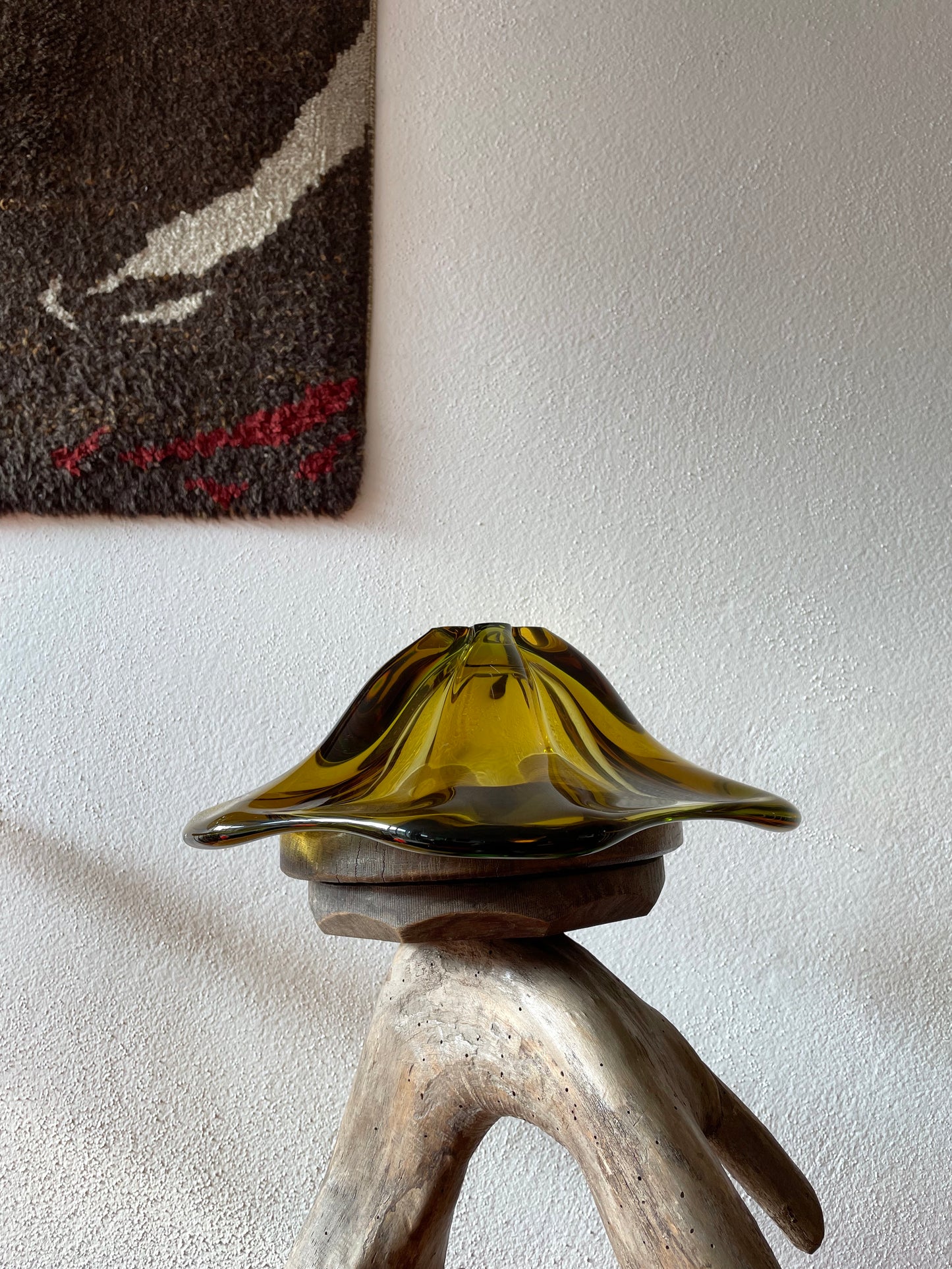 60s-70s heavy Bohemia glass bowl