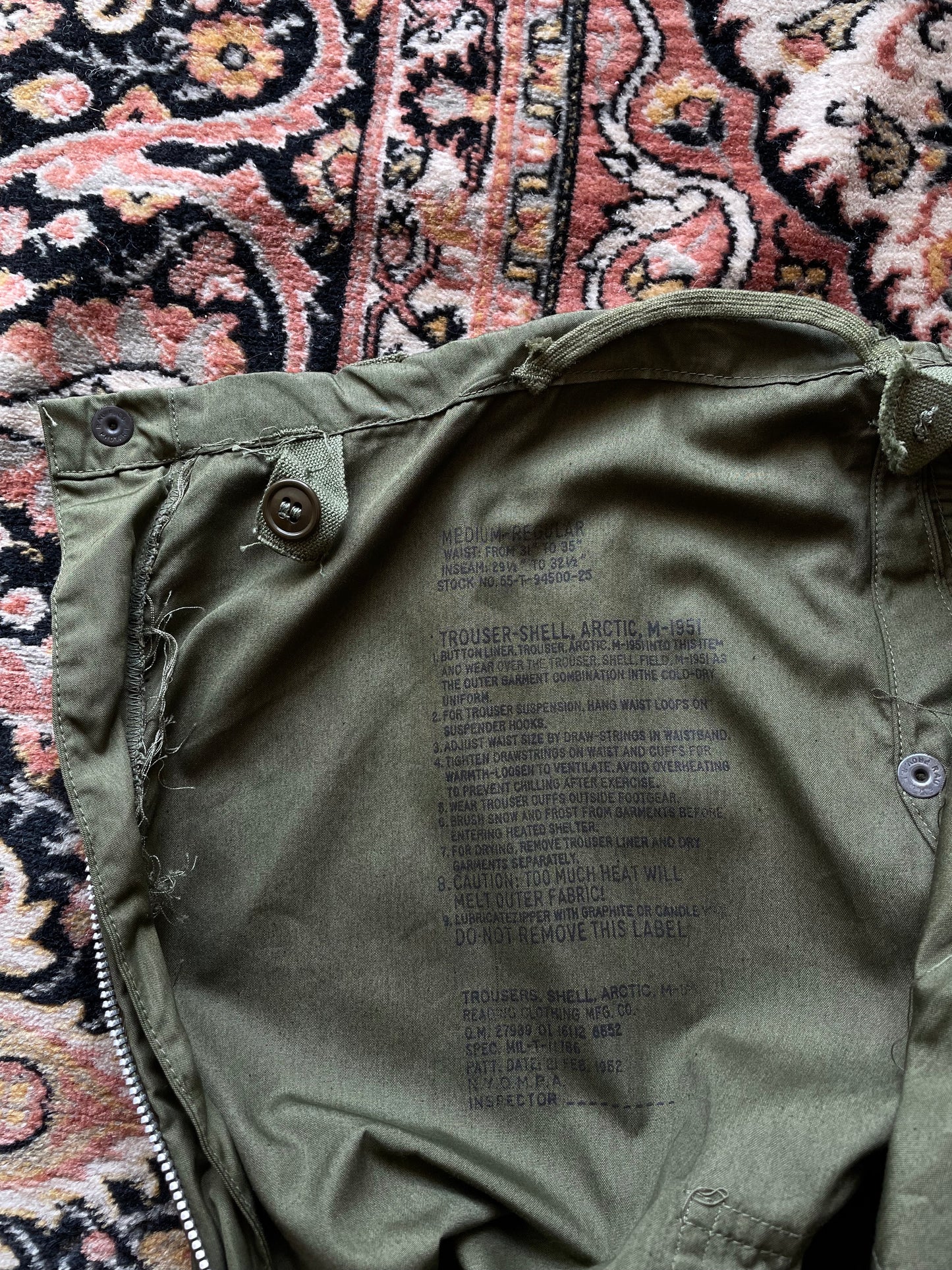 dead stock 1950's us army m1951 arctic trouser