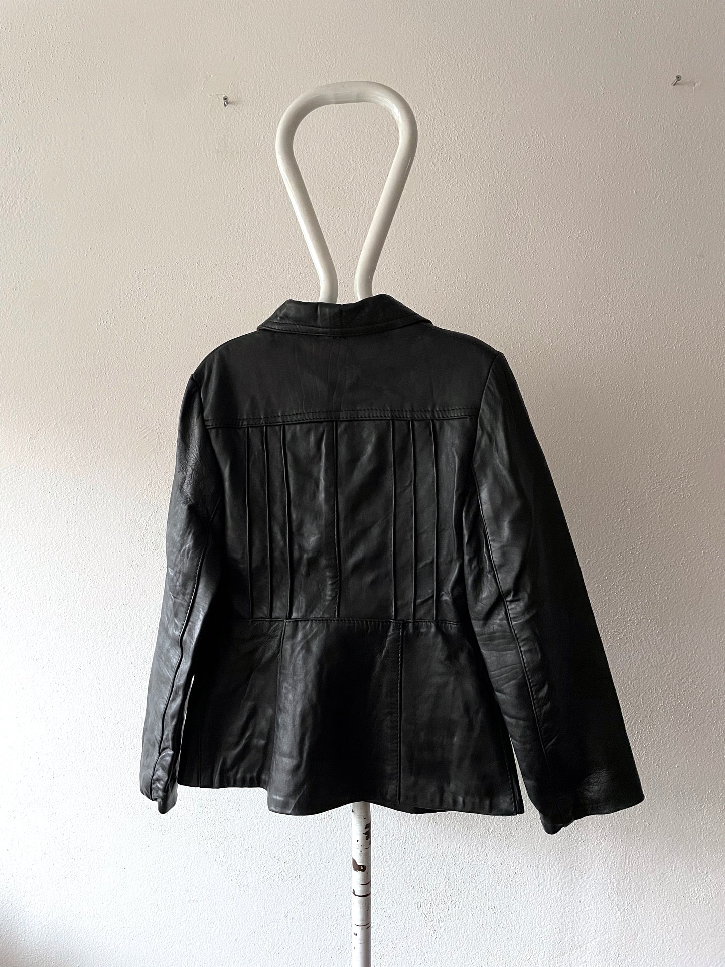 70's black leather jacket