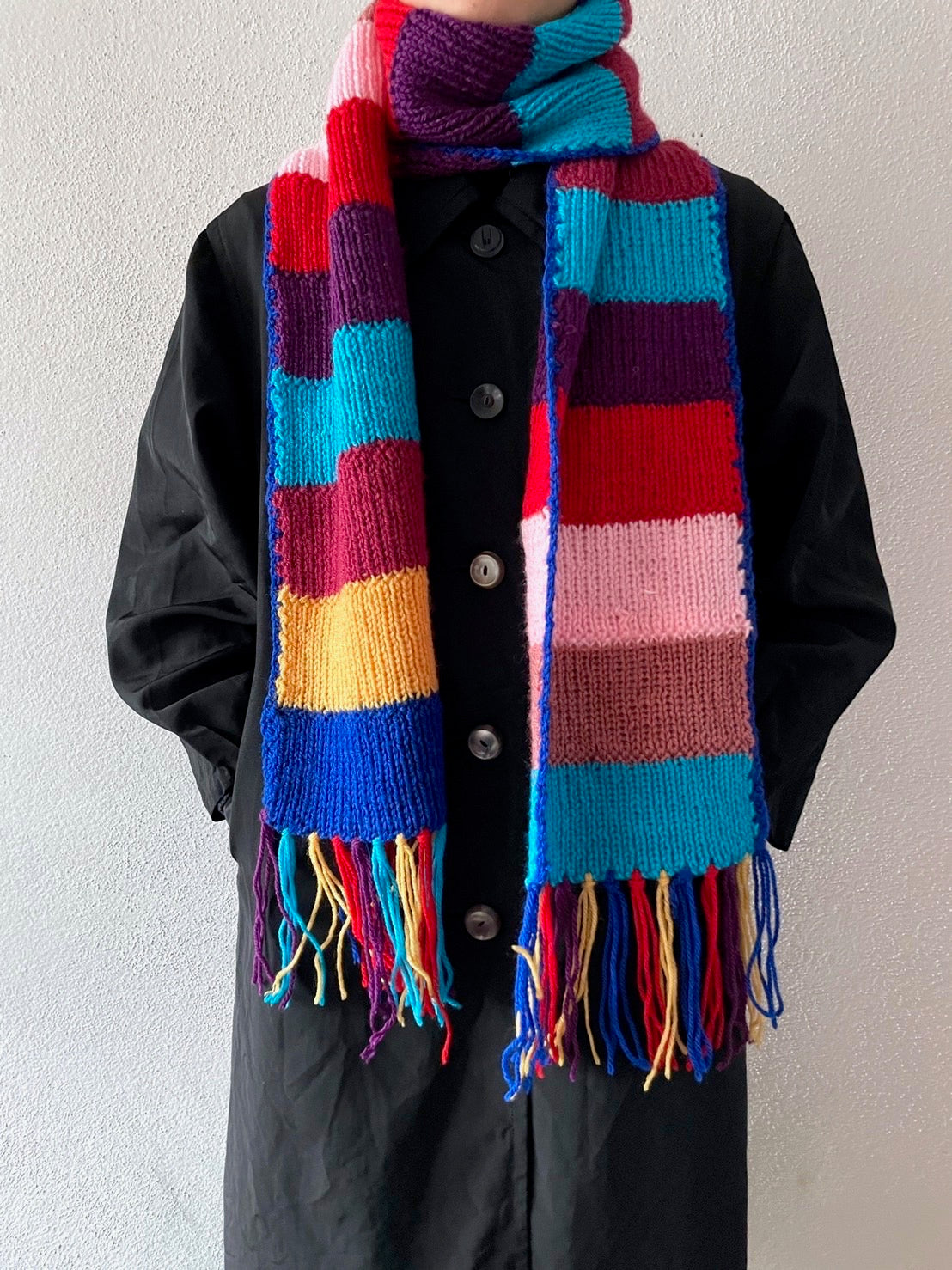 colorful striped knit scarf