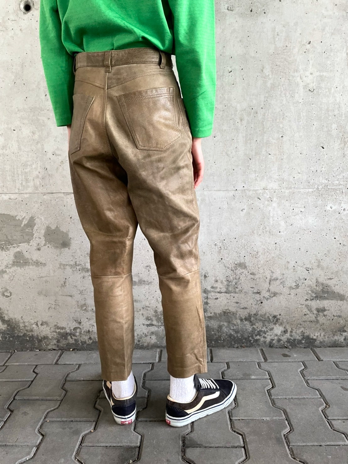 tea brown leather 5 pockets trouser