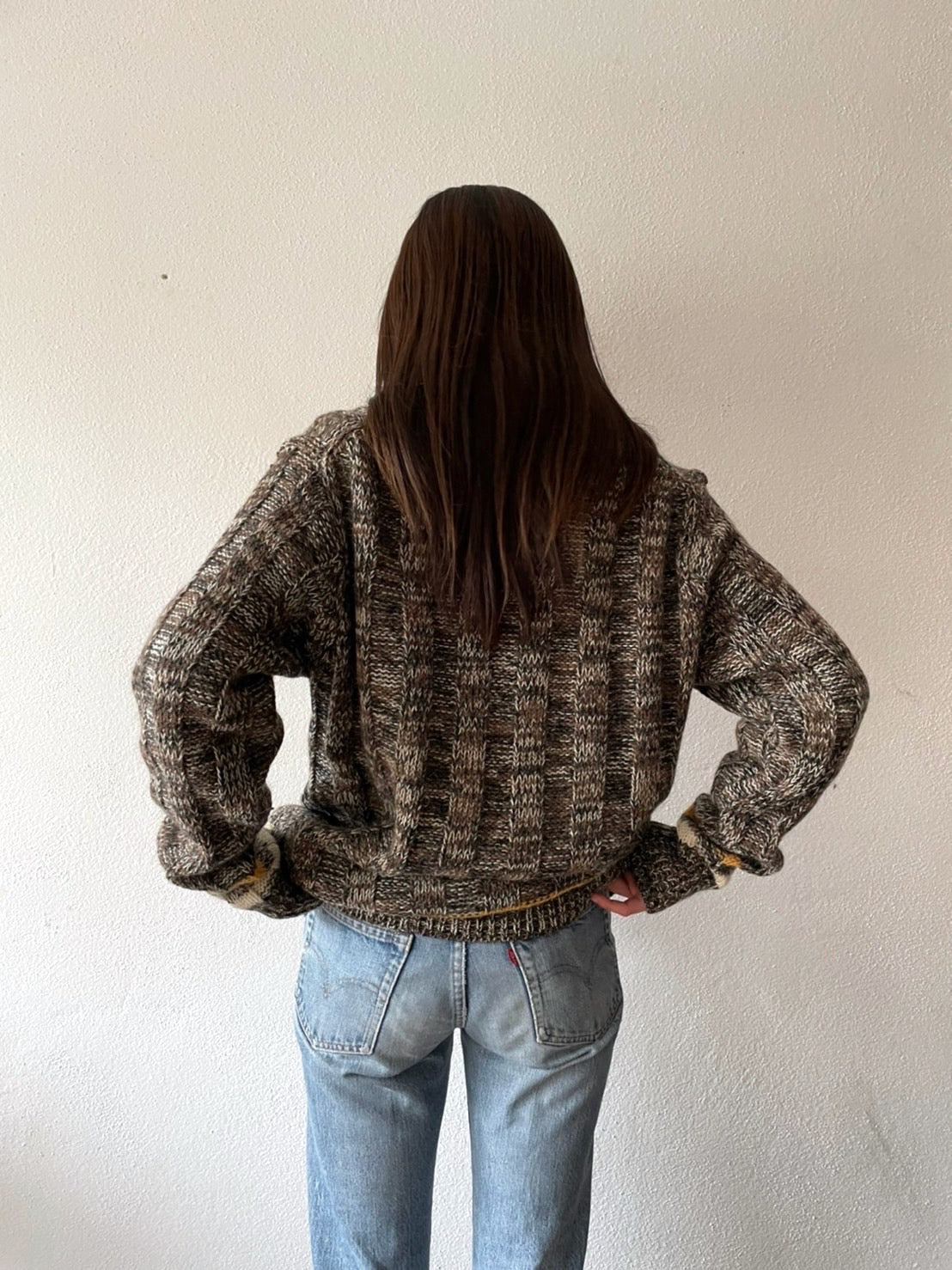 80's woolen bold rib sweater