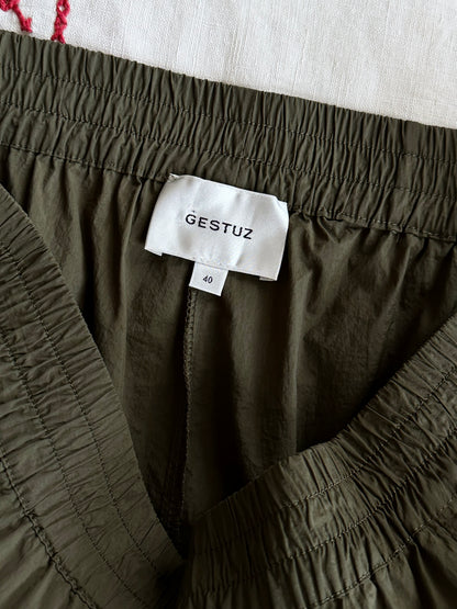 full-zip side nylon pants in olive W30-37