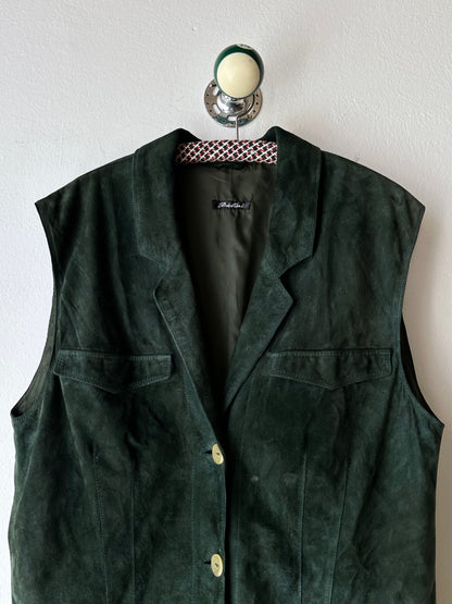90s suede vest in dark forest