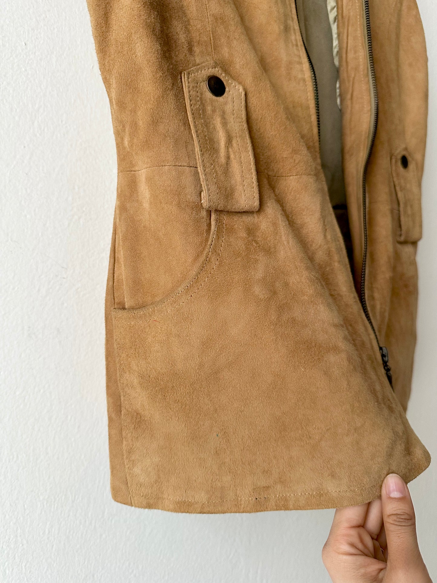 Nubuck leather belted vest