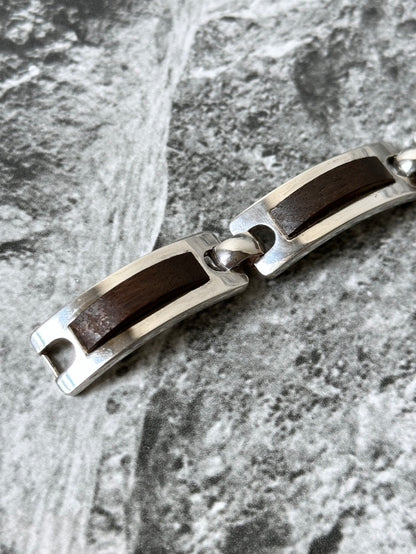 1972s Grossé wood set silver bracelet
