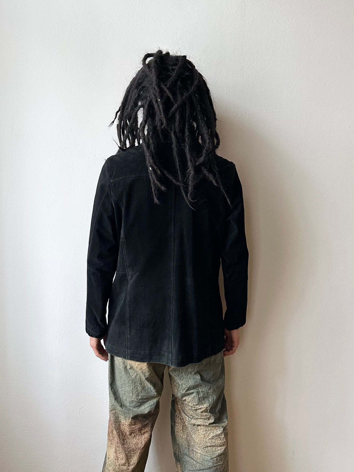 Black suede zip shirt jacket