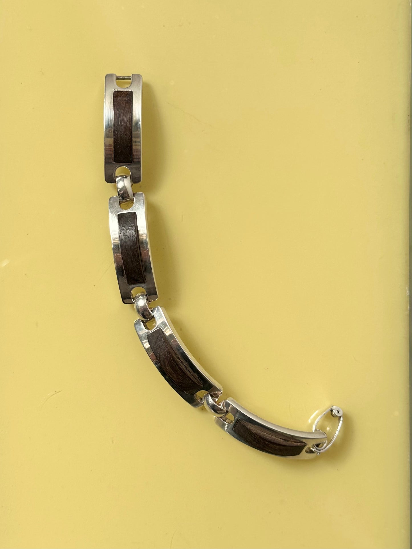 1972s Grossé wood set silver bracelet