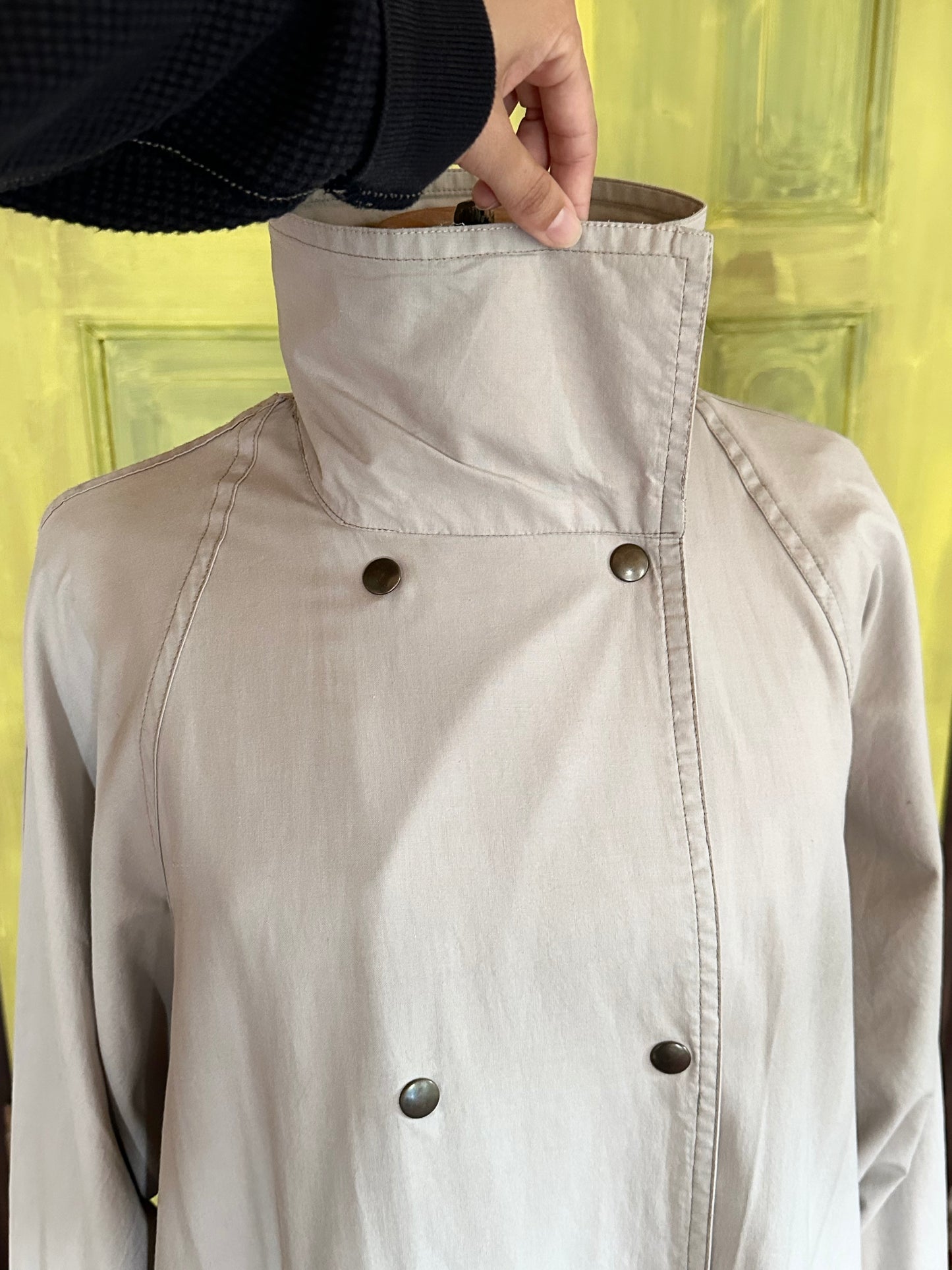80s France double snap buttons cotton coat