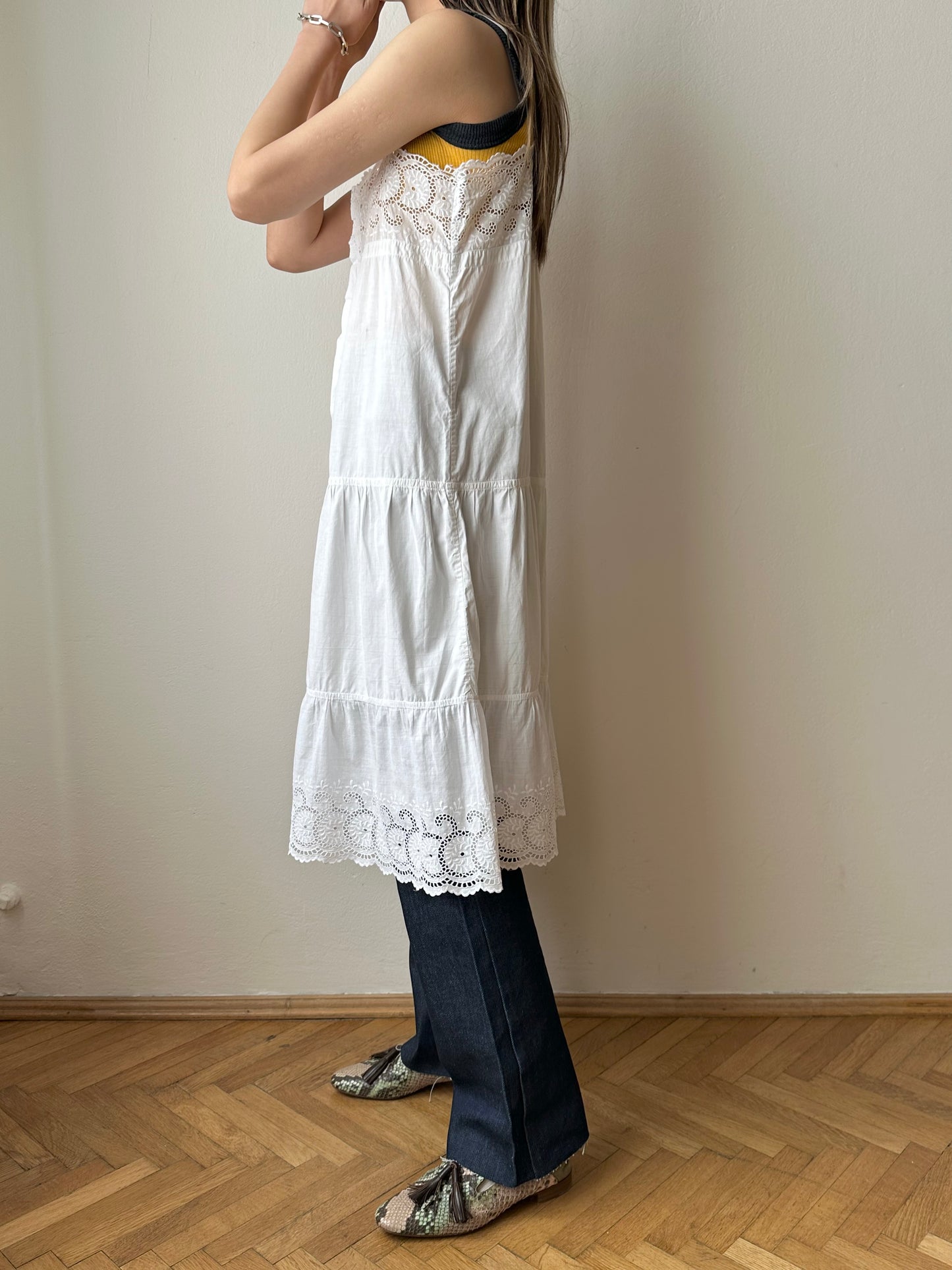 Antique cotton lace cami dress