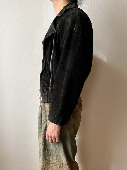 Black suede bikers blouson