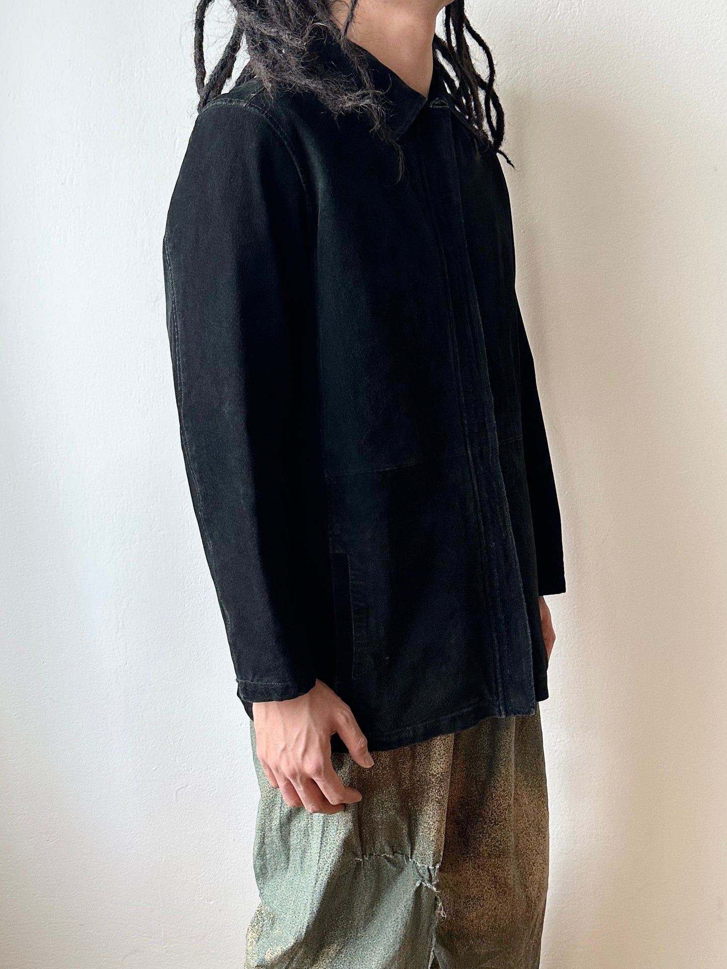 Black suede zip shirt jacket
