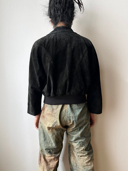 Black suede bikers blouson