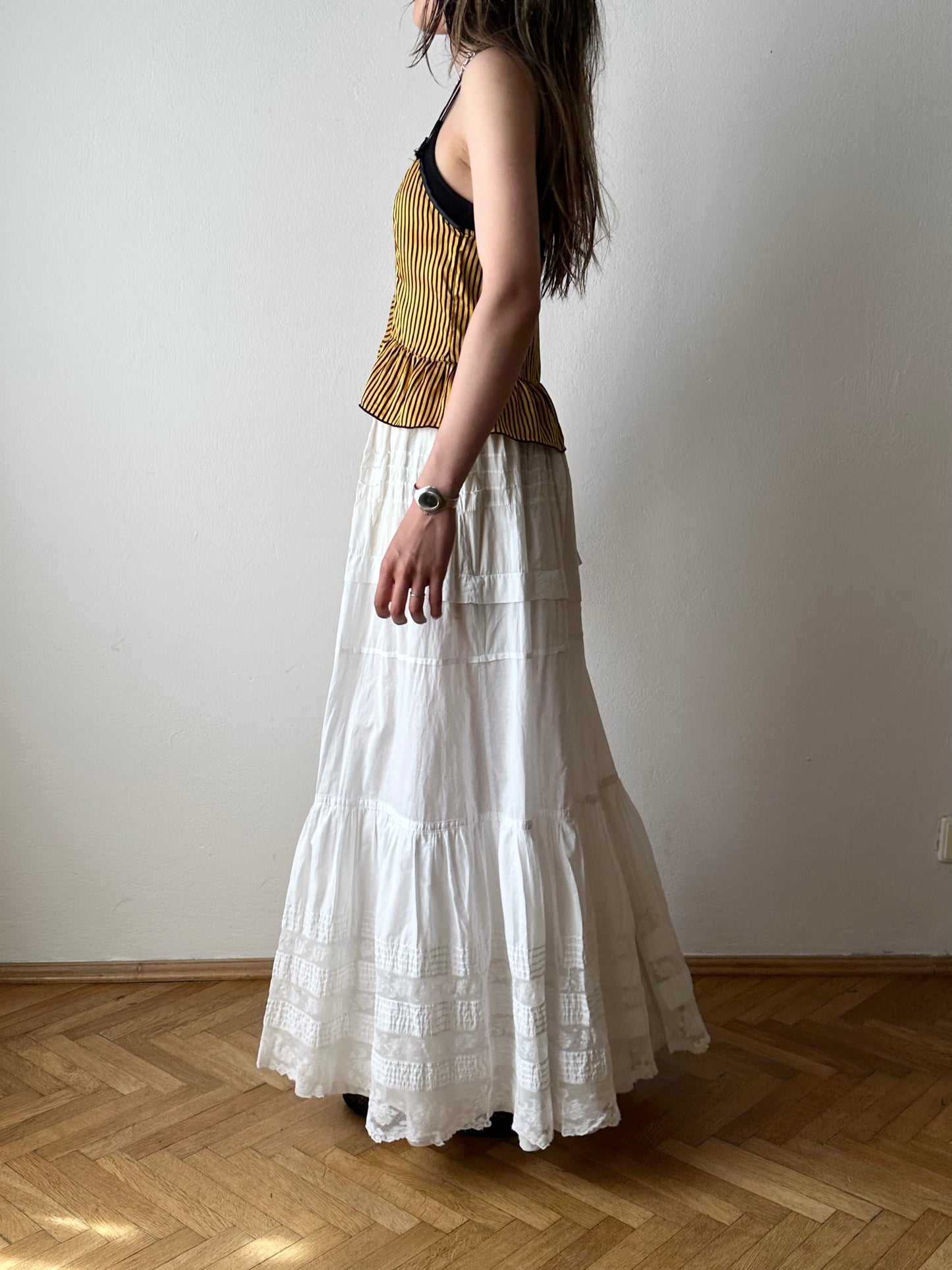 Edwardian lace cotton petticoat W26