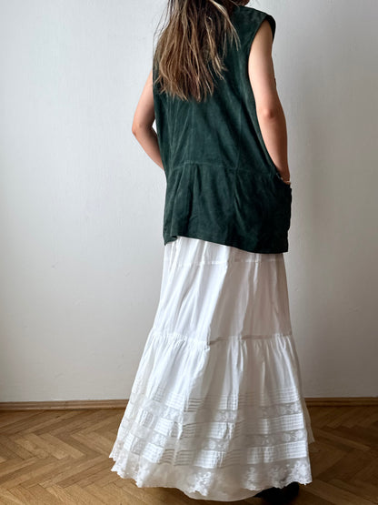 90s suede vest in dark forest